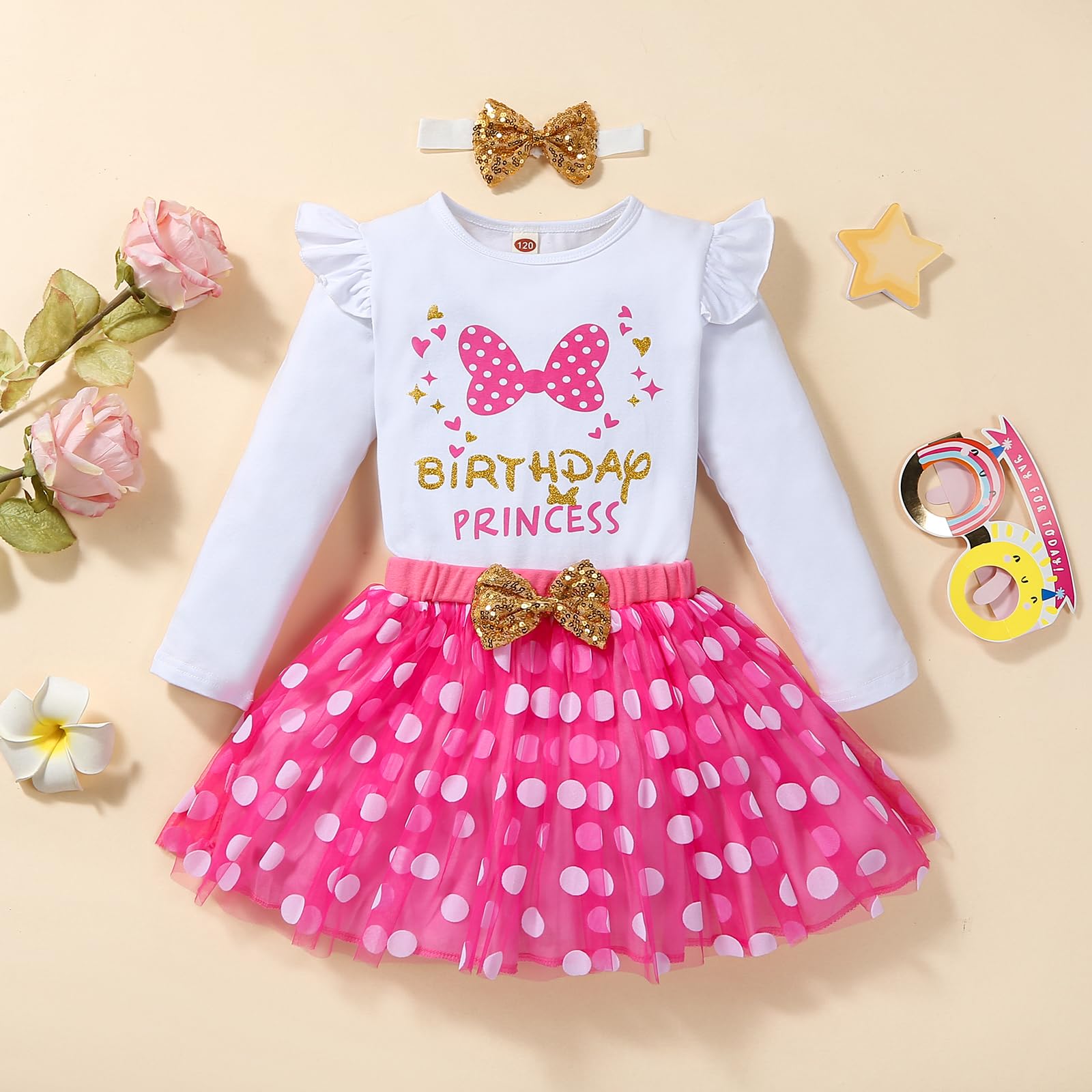 **Princess Birthday Outfits for Toddler Girls - Dot Mesh Tutu Skirt & Vest Tank Top Set - Perfect for Birthday Parties, Photo Shoots & Dress-Up Play**