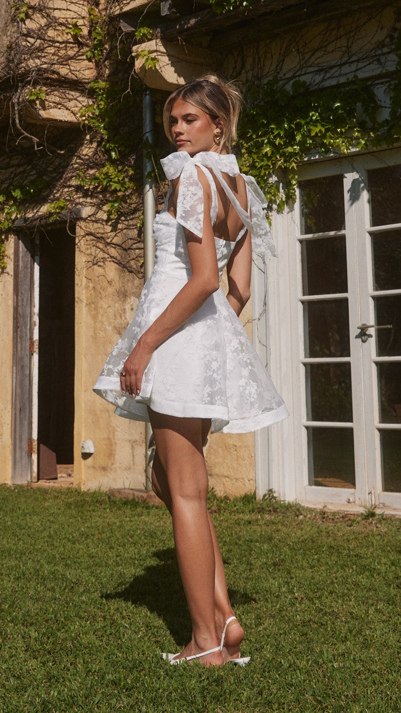 Karis Mini Dress for Women - Elegant White Summer Dress for Casual Wear, Party & Date Night | Flowy Short Sleeve A-Line Dress
