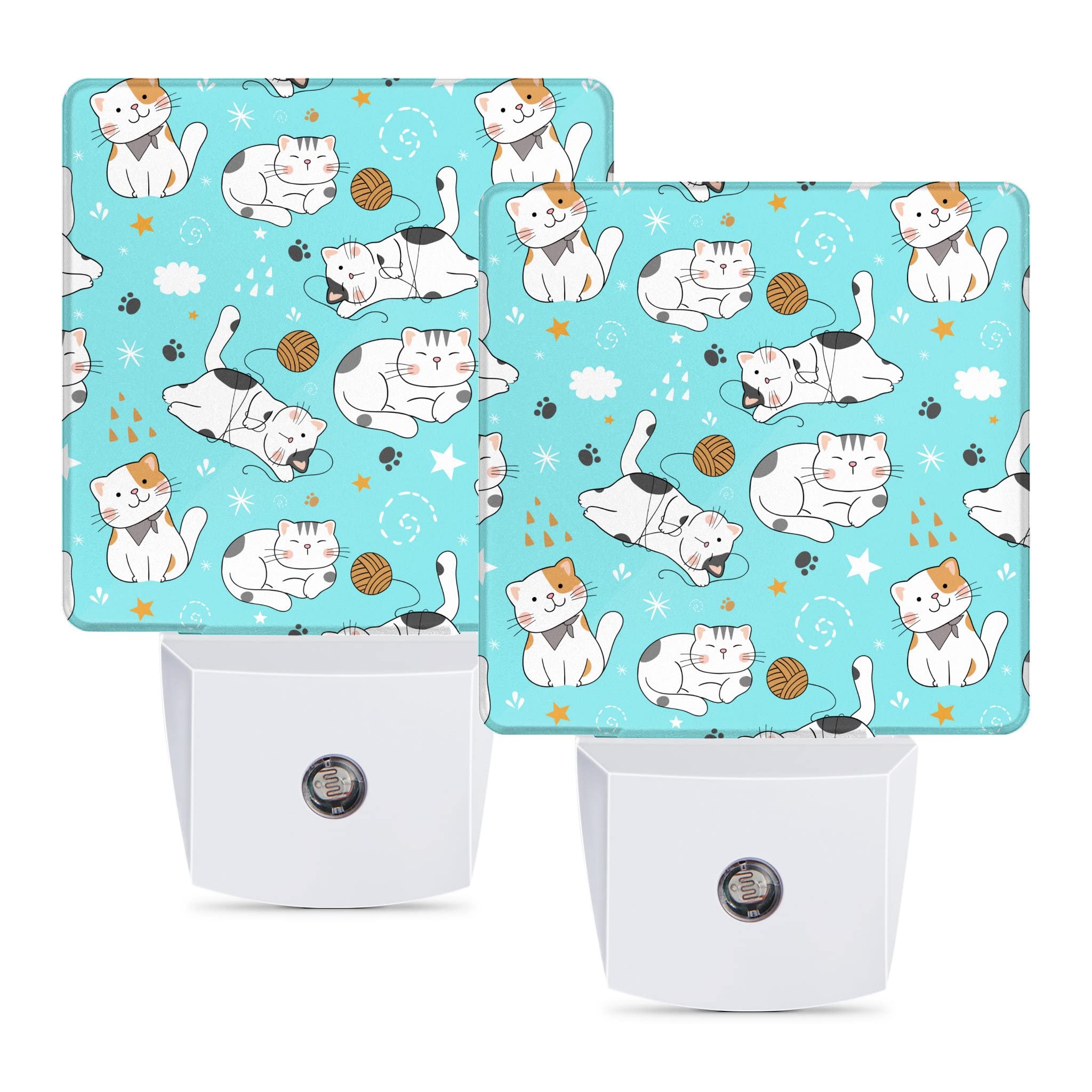 Smart LED Night Light with Dusk to Dawn Sensor - Energy Efficient Plug-in Wall Nightlight for Kids, Nursery, Bedroom, Bathroom & Hallway (2 Pack, Cat Design) - Perfect for Safe Nighttime Navigation & Soothing Children's Sleep