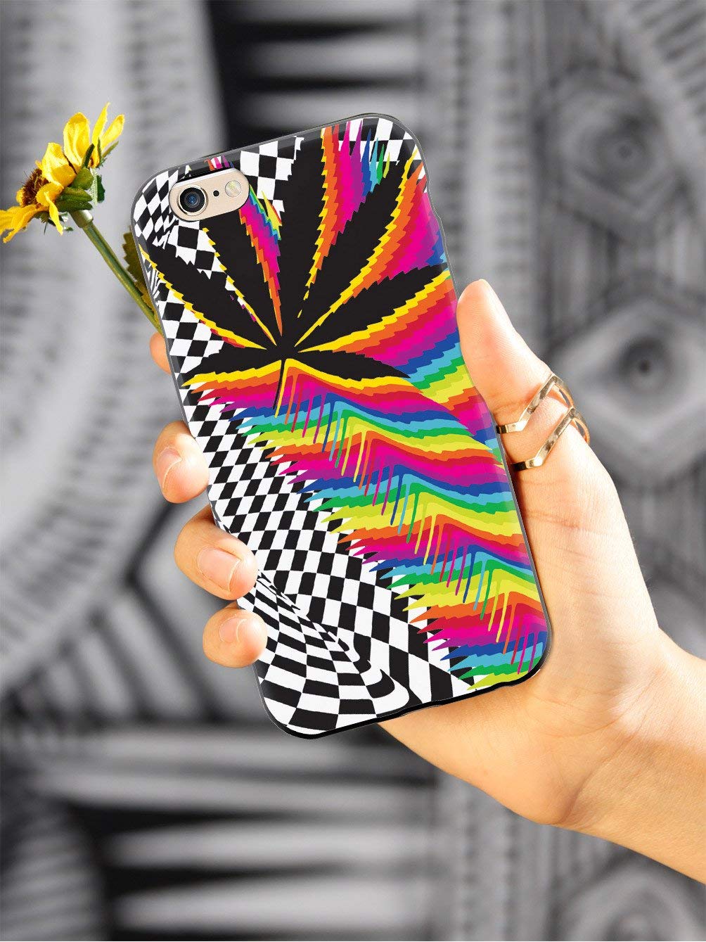 3D Textured Protective Phone Case for Apple iPhone XR - Inspired Cases with Trippy Marijuana Leaf Design - Durable Shockproof Cover for Everyday Use & Travel