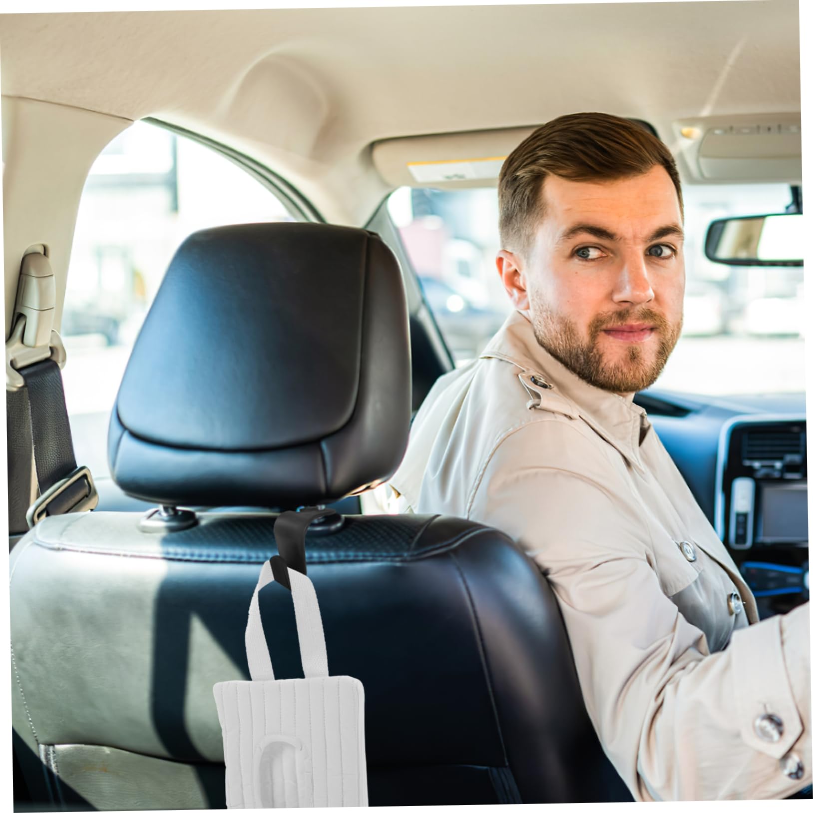 SECFOU Car Tissue Dispenser Box - Backseat Napkin Holder for Automotive, Easy Access Tissue Box Organizer for Cars, SUVs, and Trucks