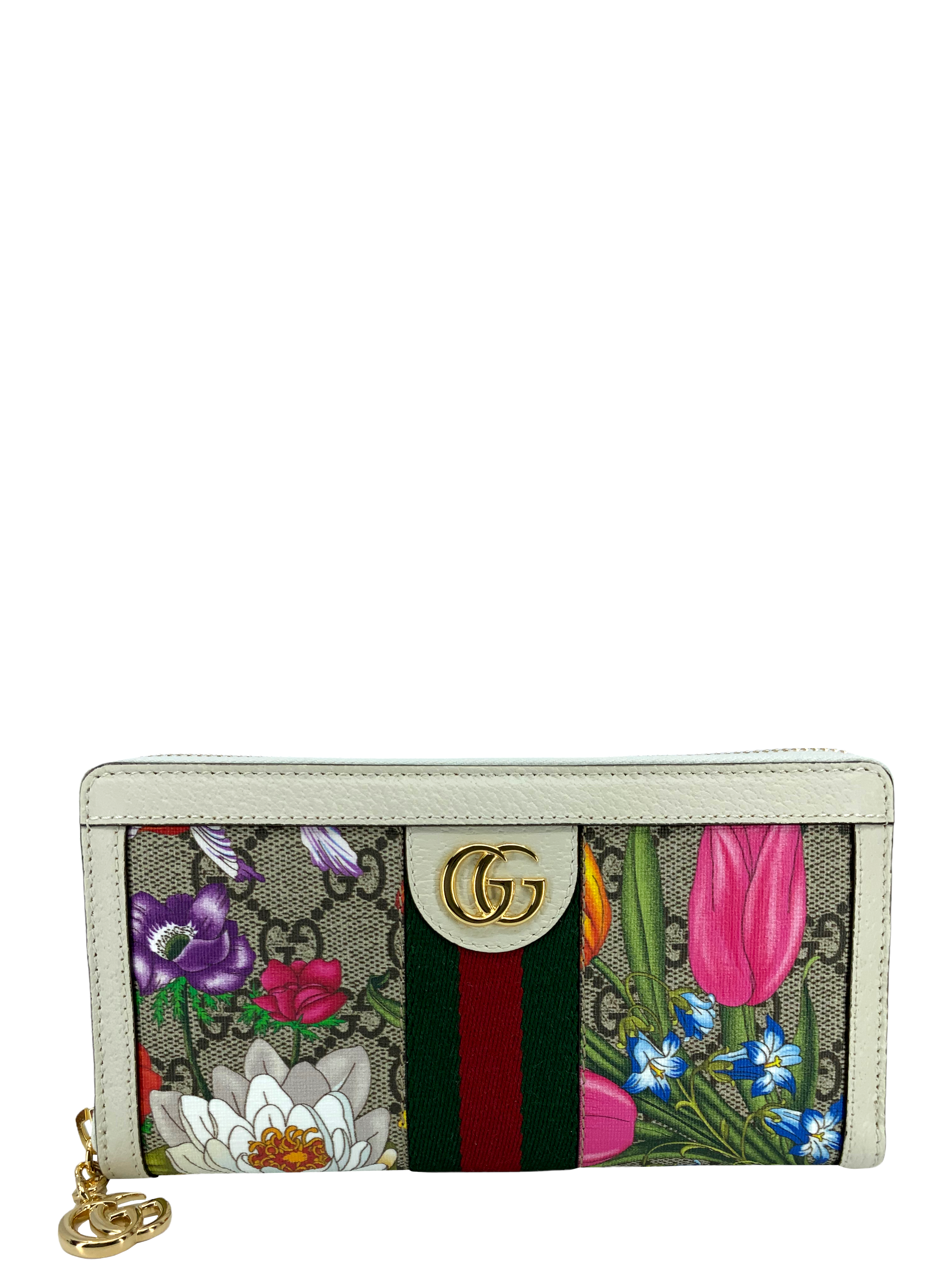 Gucci Ophidia Flora Web Zip Around Wallet for Women - New Designer Leather Wallet with Zip Closure - Perfect for Everyday Use, Travel & Gift Giving
