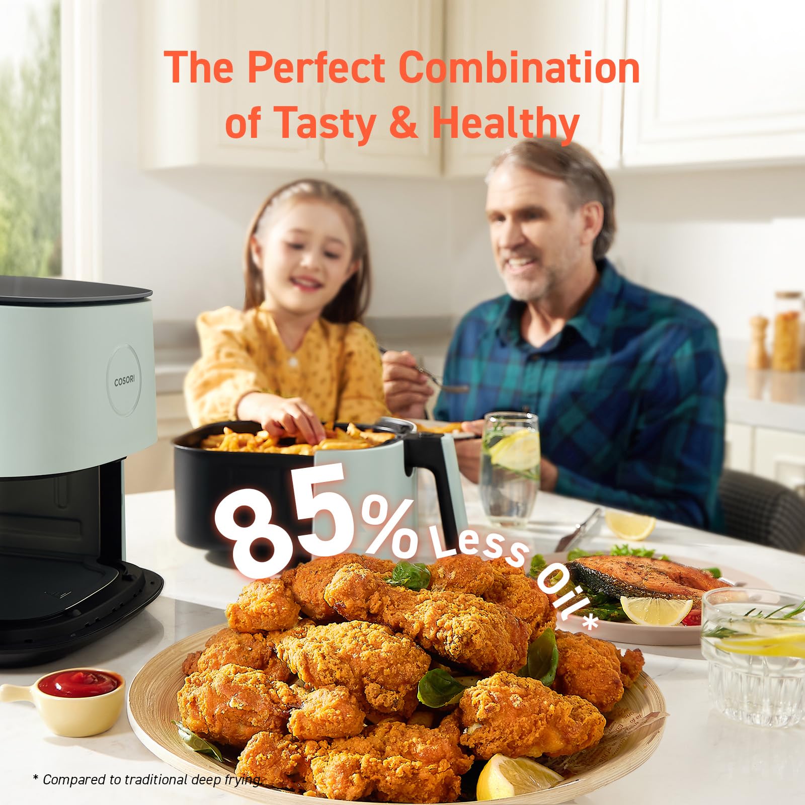 COSORI Air Fryer Pro LE 5-Qt - 10-in-1 Multi-Function Airfryer with Bake, Roast, Preheat & Dehydrate | Includes 20PCS Paper Liners, Shake Reminder & 130+ Recipes | 85% Less Oil, Compact Design, Dishwasher Safe (Green) | Perfect for Healthy Cooking, Meal Prep & Family Dinners