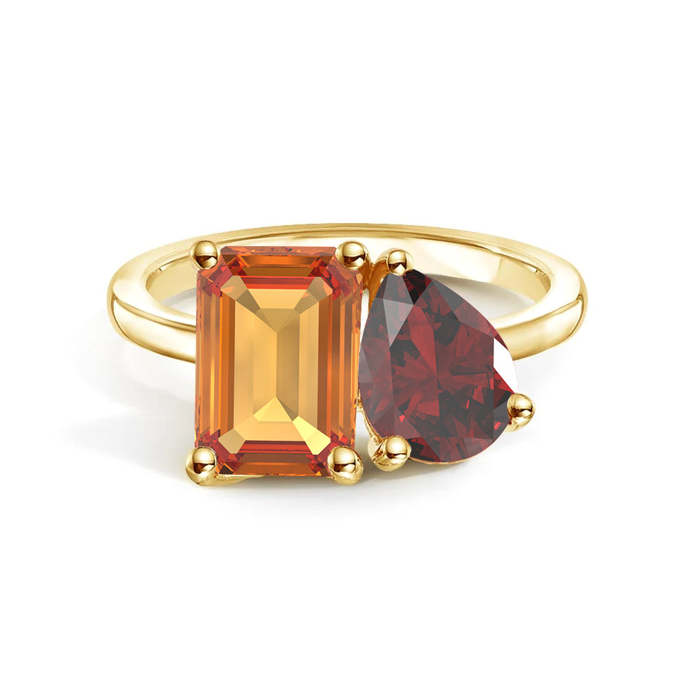 Personalized Toi et Moi Citrine Birthstone Ring for Couples - Romantic Anniversary Gift for Her, Wedding Promise Ring, Unique Jewelry for Special Occasions