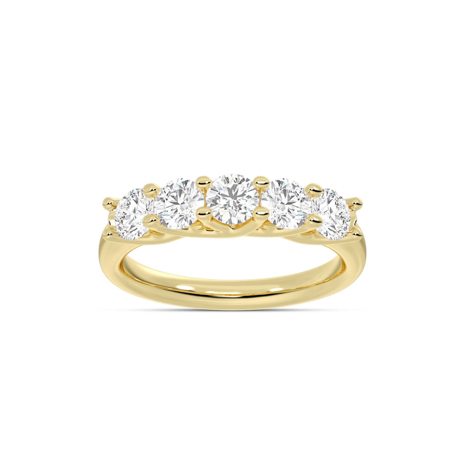 Lab Grown Five Stone Diamond Ring for Women - 10K Solid Yellow & White Gold, Certified 1/4-1 CT TW, Anniversary & Wedding Band - Perfect for Engagement, Bridal Sets & Special Occasions