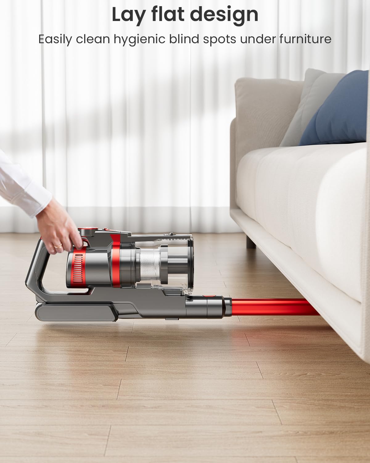 Powerful 550W Cordless Vacuum Cleaner with 45Kpa Suction - Lightweight Stick Vacuum for Hard Floors & Pet Hair - 55 Min Runtime, LED Display & Anti-Tangle Tech - Perfect for Home Cleaning, Quick Pickups & Pet Owners