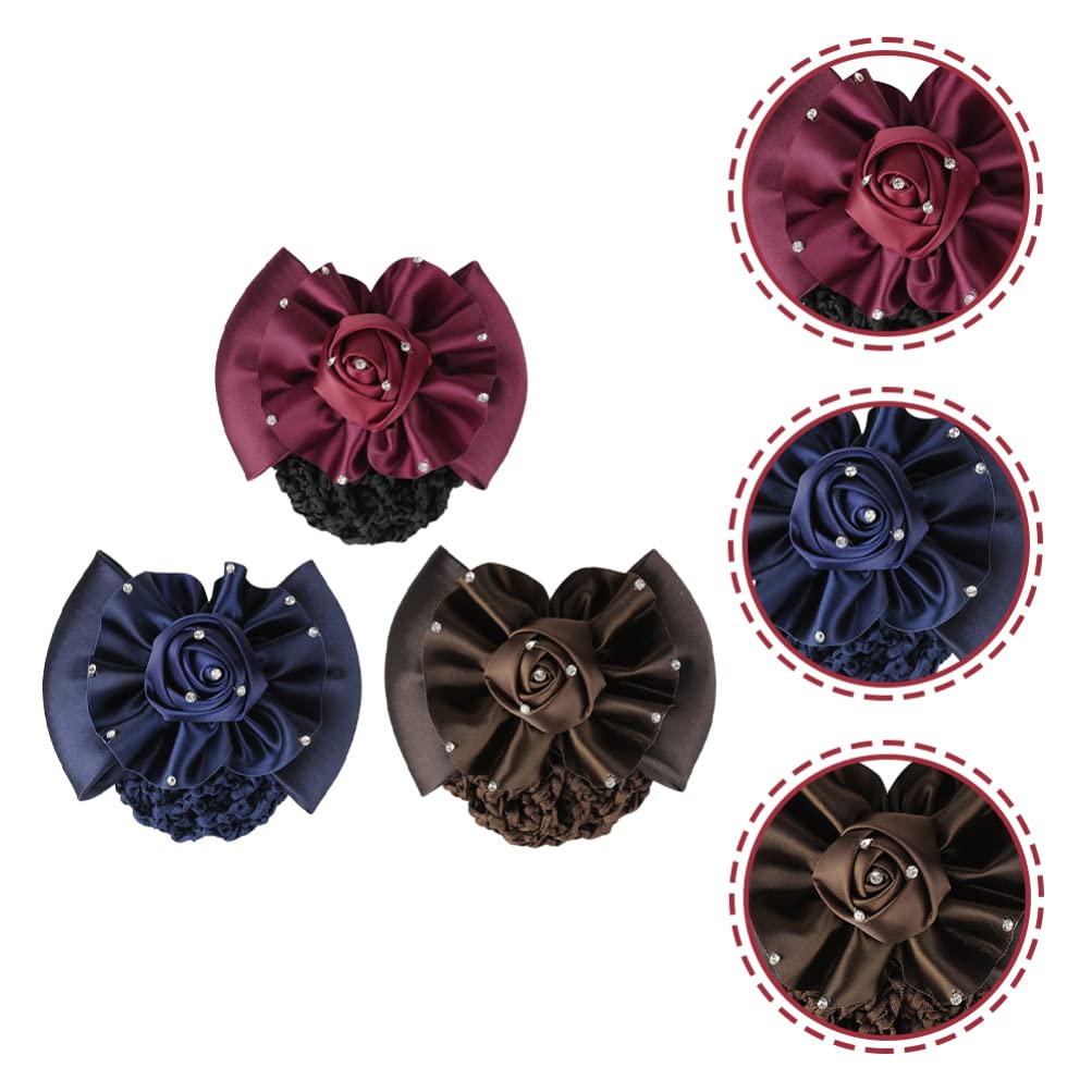 Minkissy 3-Piece Hair Net Bun Set with Bow Clip - Hair Bun Cover & Snood for Women & Girls - Perfect for Ballet, Cosplay, and Everyday Elegant Hairstyles
