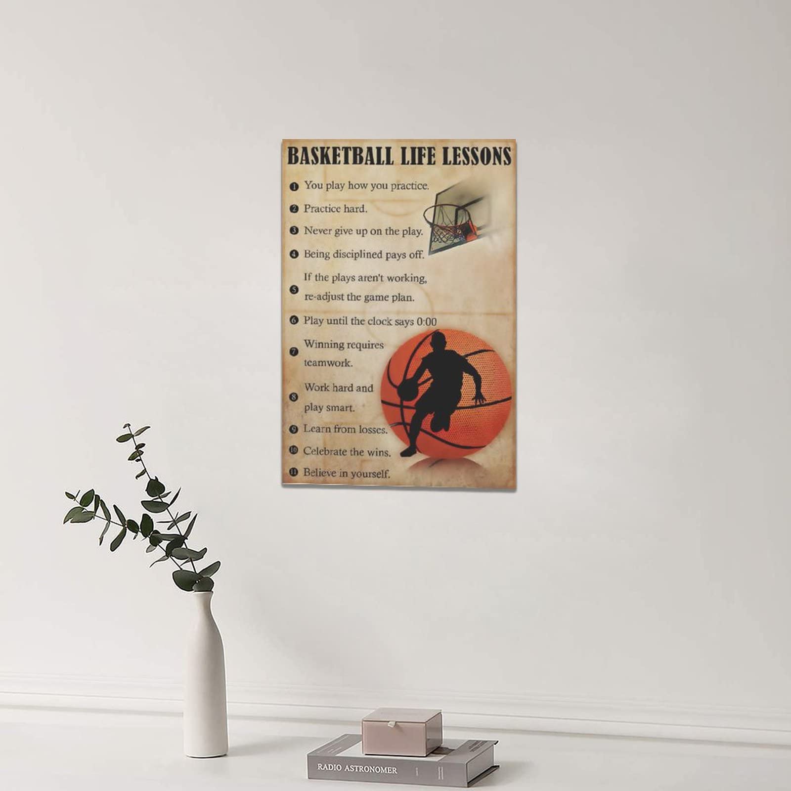 Basketball Wall Art - Motivational Canvas Print for Gym & Room Decor 16x24