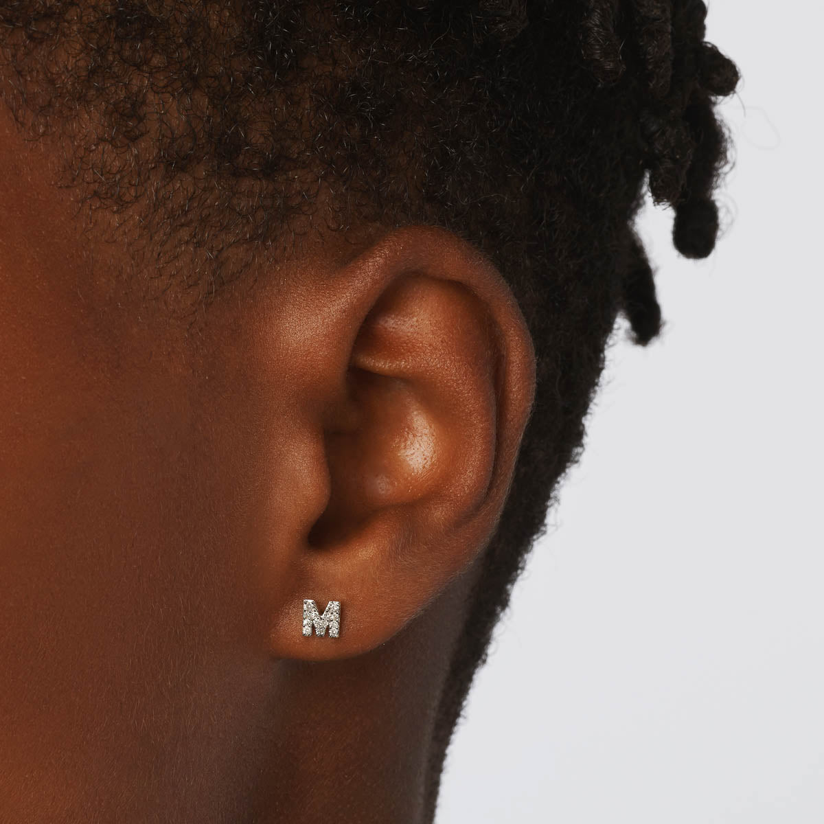 10k Gold Diamond Letter M Single Stud Earring - Elegant Initial Jewelry for Women, Perfect for Gifts, Birthdays & Everyday Wear