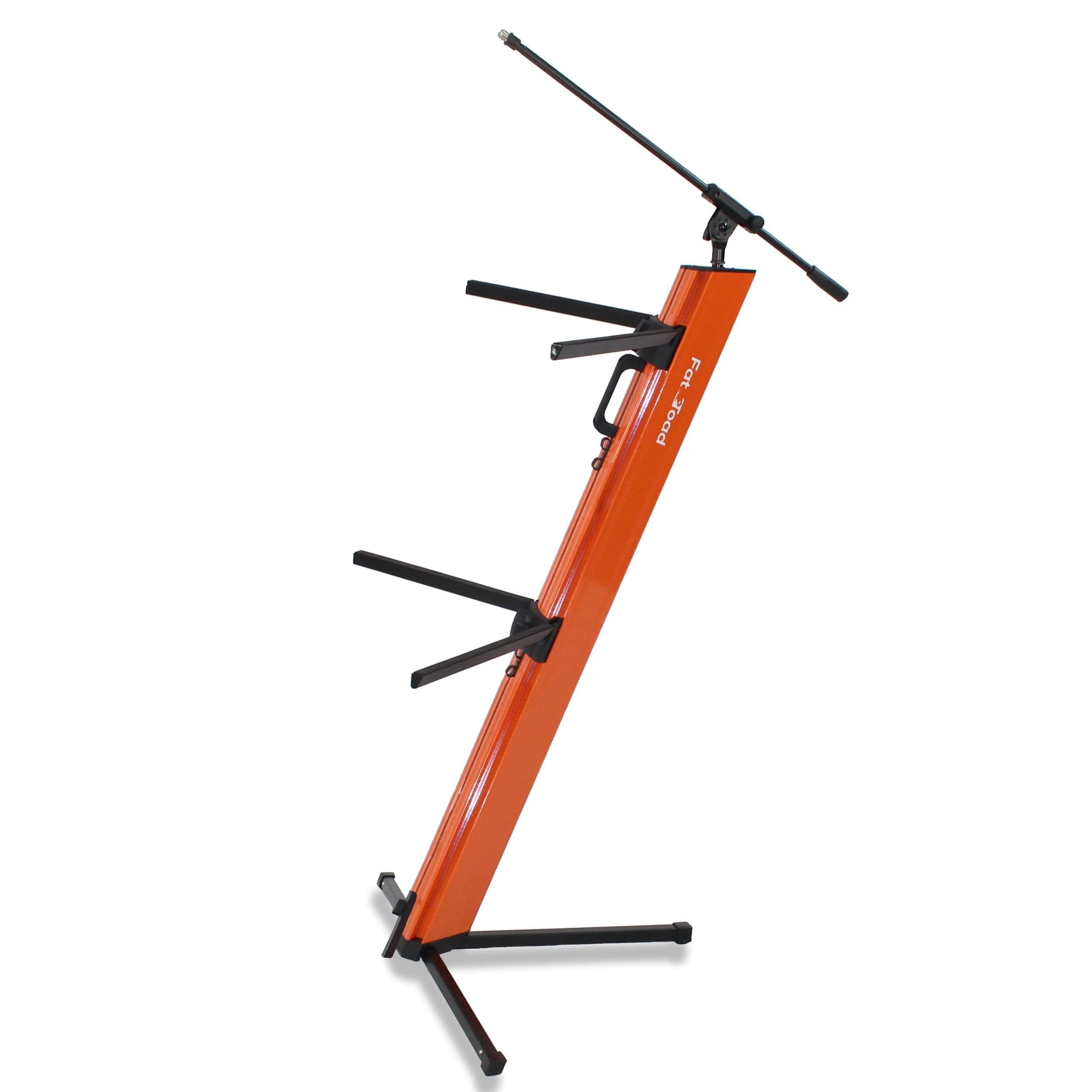 Fat Toad Professional 2-Tier Keyboard Stand with Mic Boom Arm Adapter | Heavy Duty Double Sliding Piano Stand for Digital Piano, Synthesizer, DJ Turntable | Perfect for Home Studio, Stage Performances & Music Production