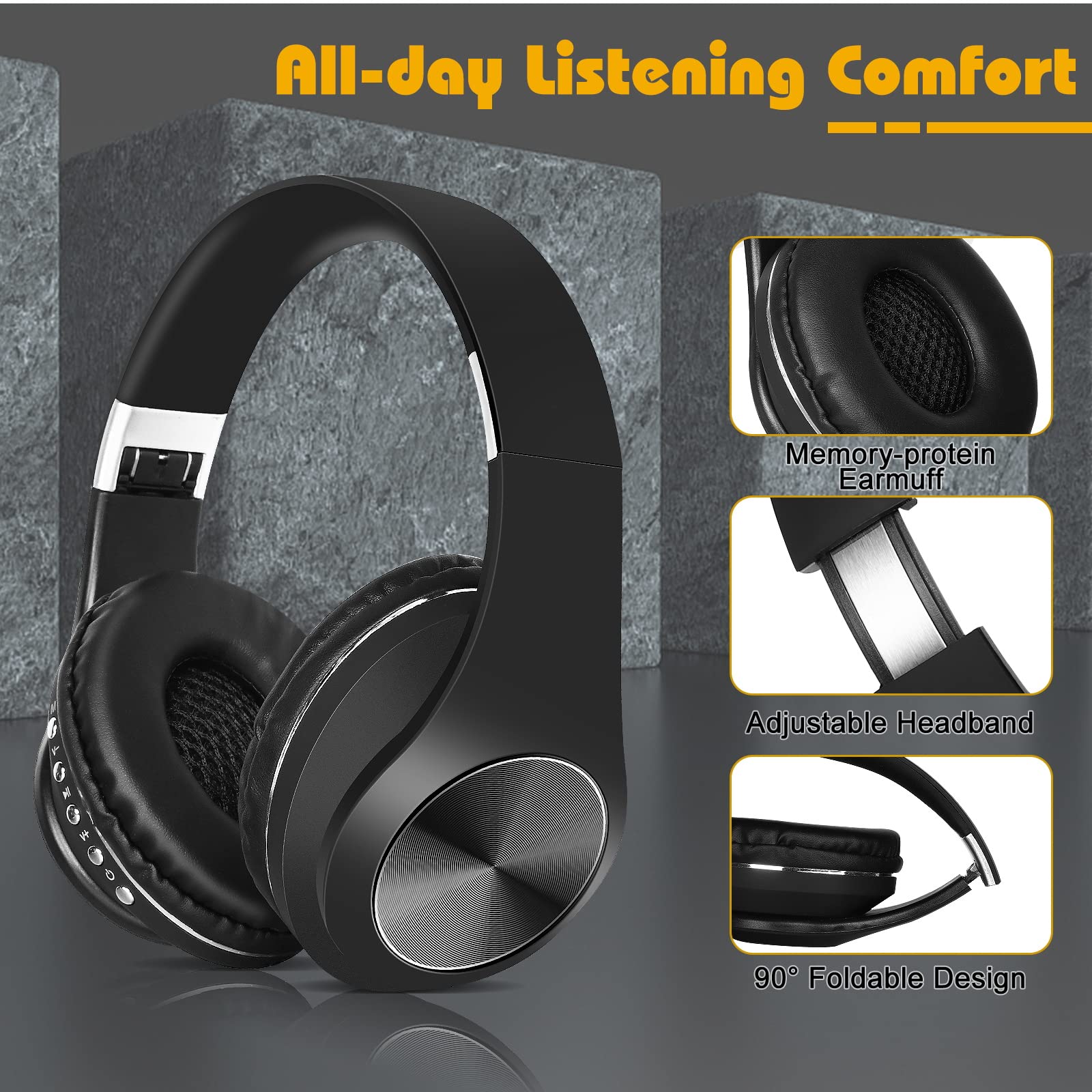 UrbanX UX991 Wireless Bluetooth Over-Ear Headphones with Mic - Hi-Res Audio, Deep Bass, Superior Comfort for Motorola One (P30 Play) | Perfect for Gym, Commuting & Phone Calls