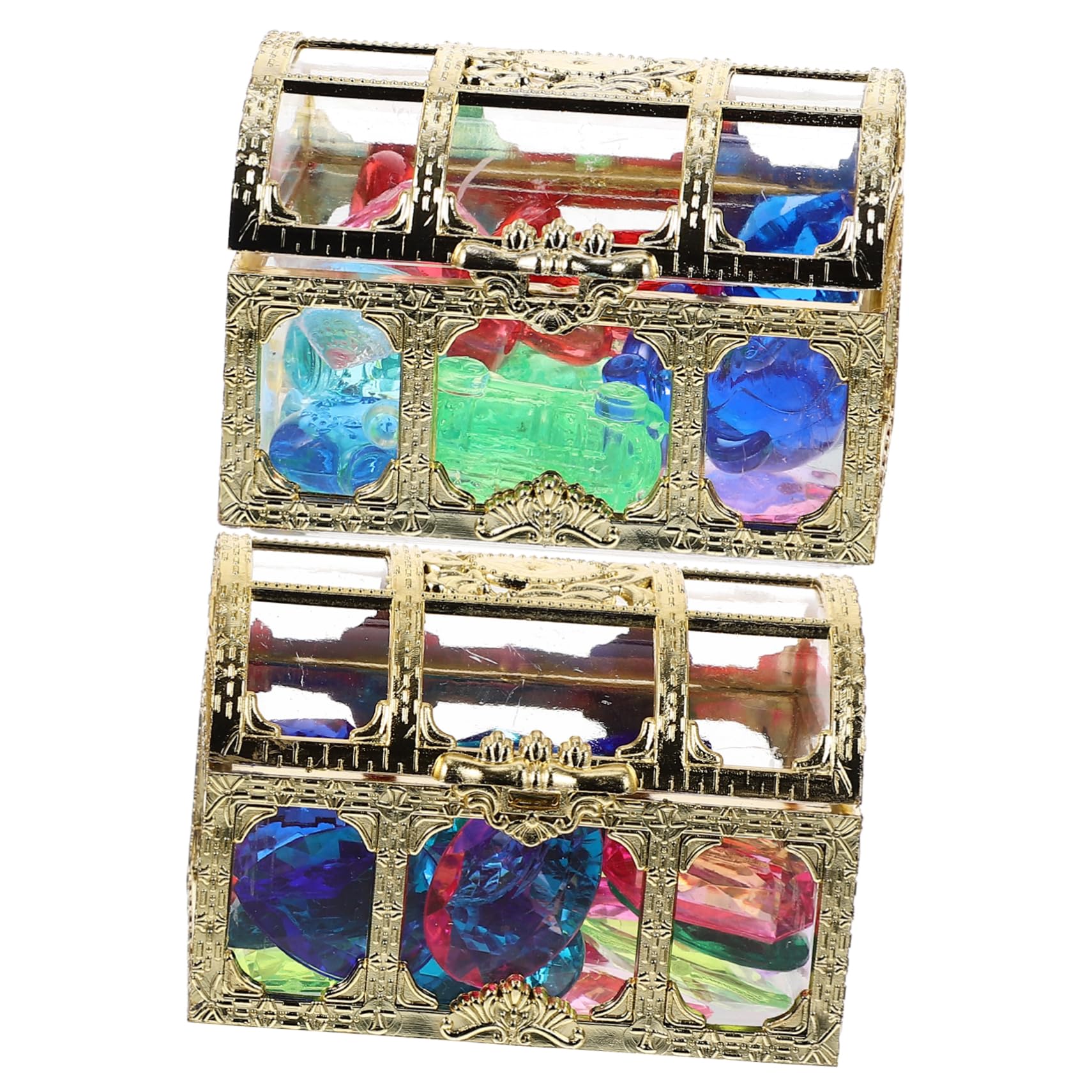 2 Sets Colorful Acrylic Gemstones for Kids - Fake Jewels, Simulation Diamonds & Treasure Chest Toys - Perfect for Pool Diving, Vase Filler, Sensory Play & Birthday Party Favors