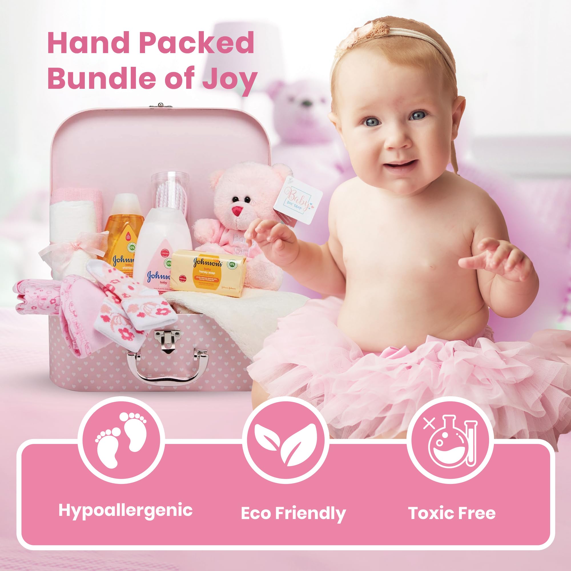 12-Piece Baby Girl Shower Gift Set - Newborn Essentials & Unique Pink Baby Hamper for Girls | Perfect for Baby Showers, Birthdays & Welcome Gifts
