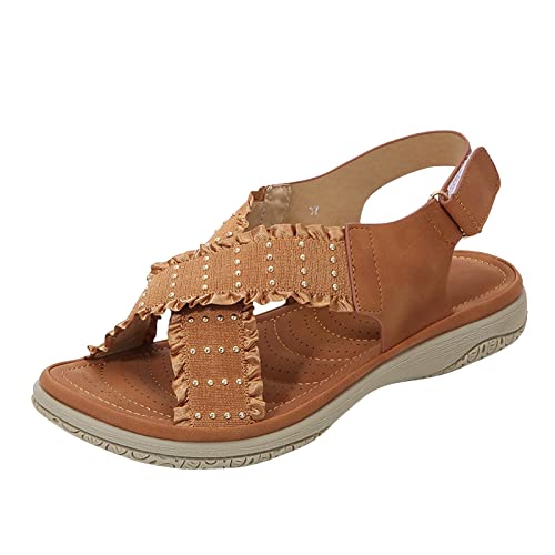 Women's White Roman Sandals with Cross Strap & Sequins - Breathable Wedge Heel Fashion Sandals for Summer, Beach, and Casual Outings