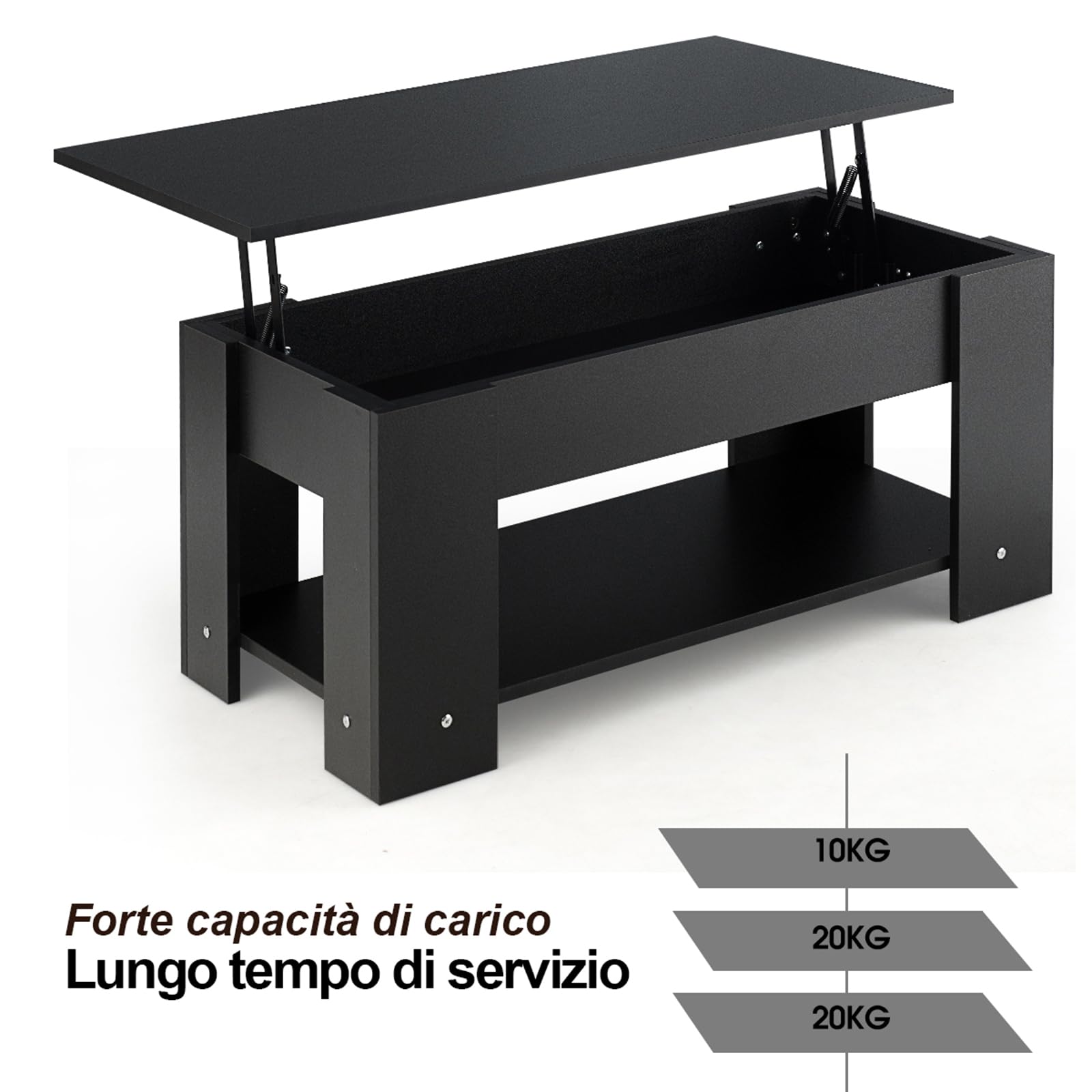 COSTWAY Modern Lift-Top Coffee Table with Hidden Storage Compartment, Wooden Living Room Sofa Table for Home & Office, 38.6'' x 29.1'' x 22'' (Black) - Perfect for Small Spaces, TV Snacking & Remote Storage
