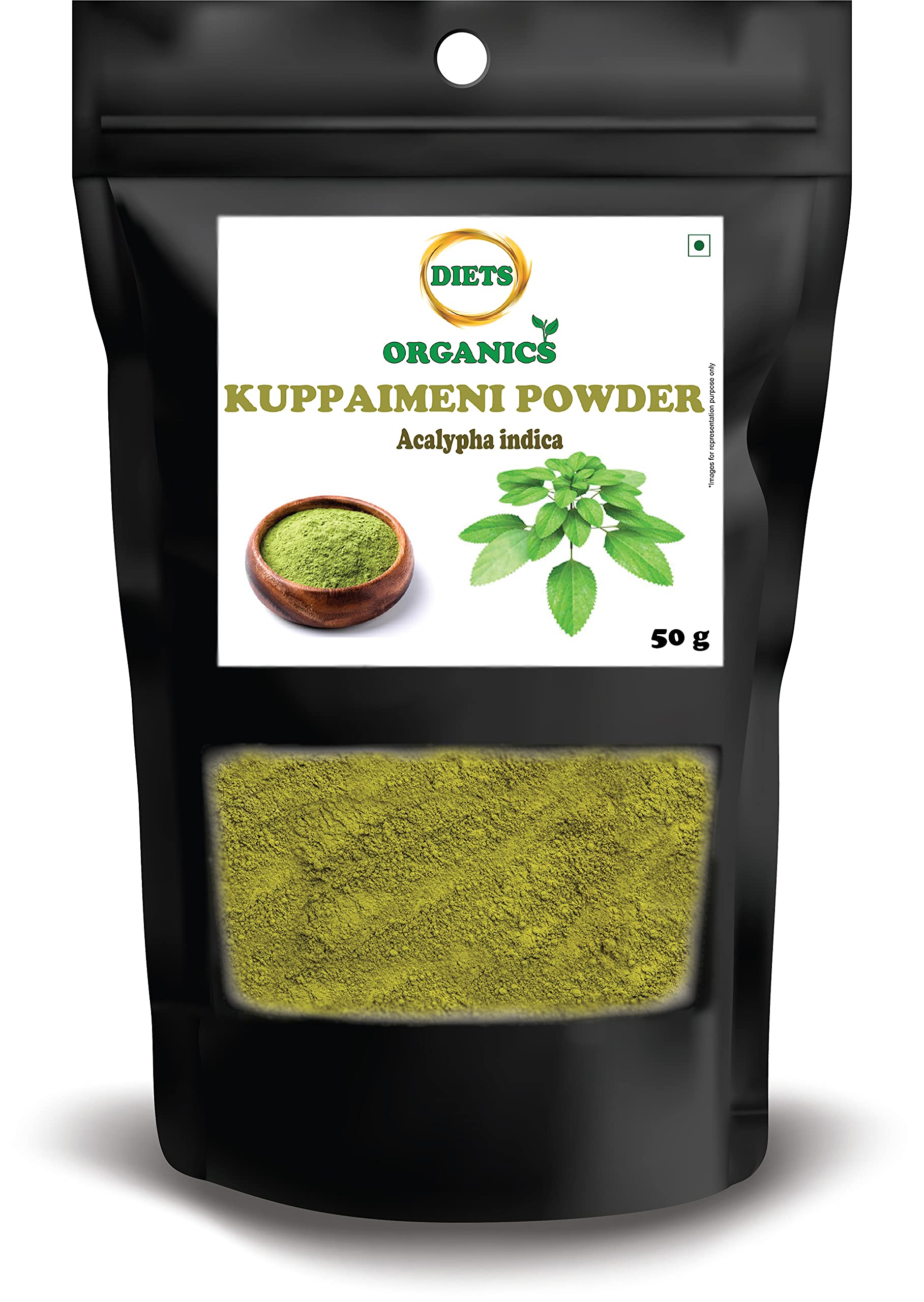 Organic Kuppaimeni Powder (Acalypha Indica) - 50g Pack of 2 | Indian Nettle Herbal Supplement for Skin Care, Hair Growth & Detox | Natural Ayurvedic Remedy for Acne, Eczema & Scalp Health