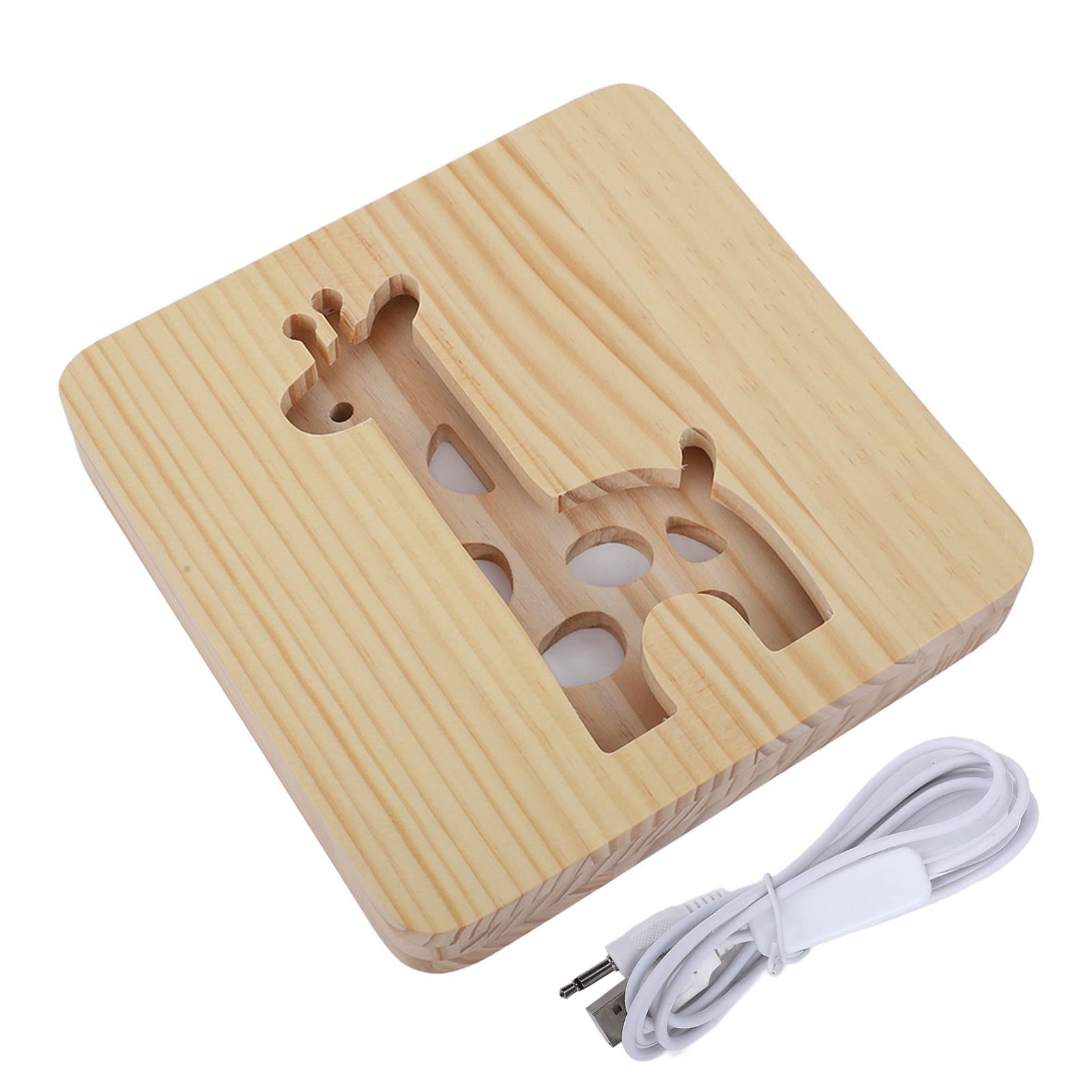 Zerodis 3D Giraffe Wooden Night Light - USB Rechargeable Warm White LED Bedside Lamp for Kids Room, Nursery Decor & Gift | Perfect for Bedtime Stories, Night Feedings & Creating Cozy Atmosphere