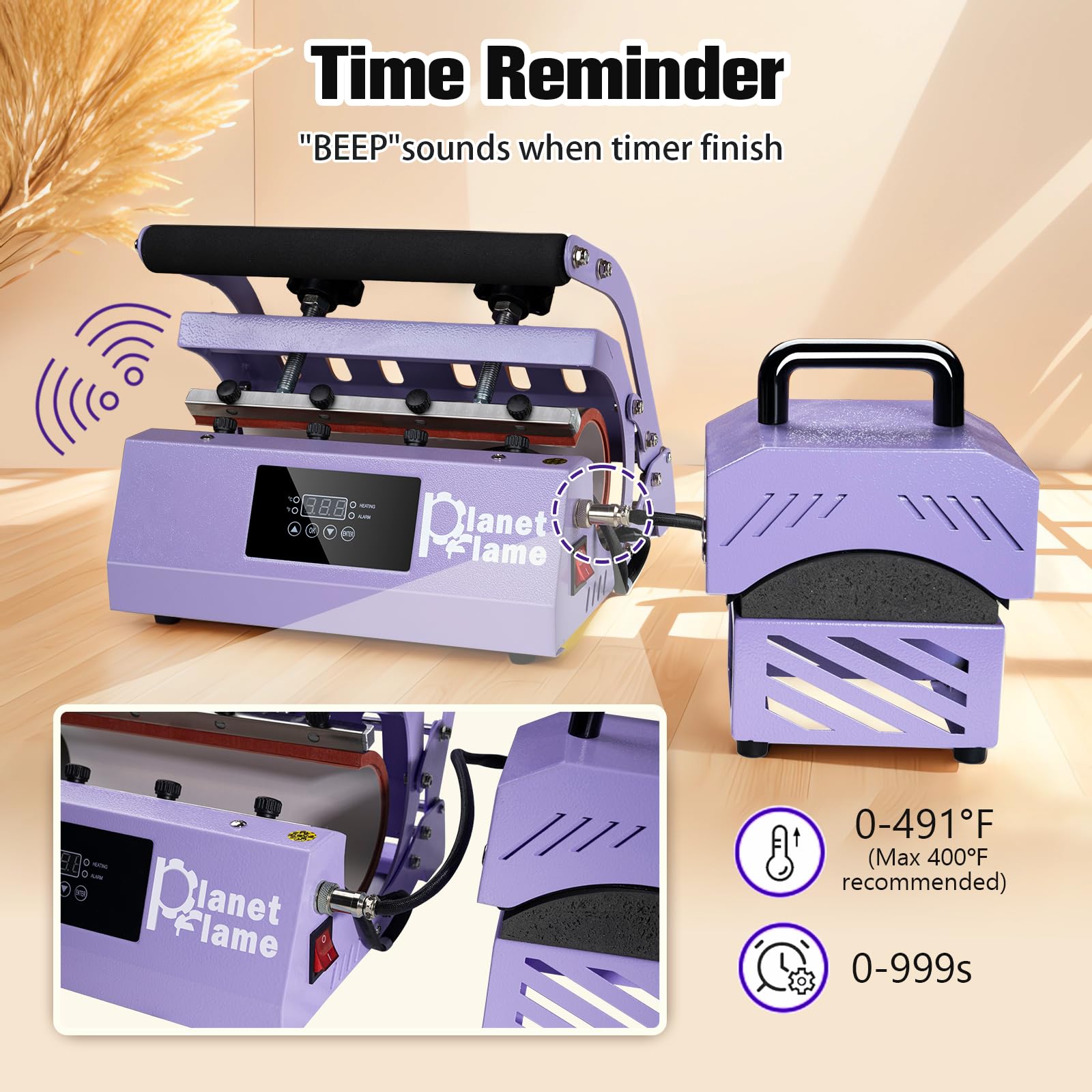 2-in-1 Heat Press Machine for Tumbler & Hat - Sublimation Printing for 11oz-30oz Cups & All Caps - Includes Heat Resistant Gloves & High Temp Tape (Purple) - Perfect for DIY Custom Drinkware & Fashion Accessories at Home or Small Business