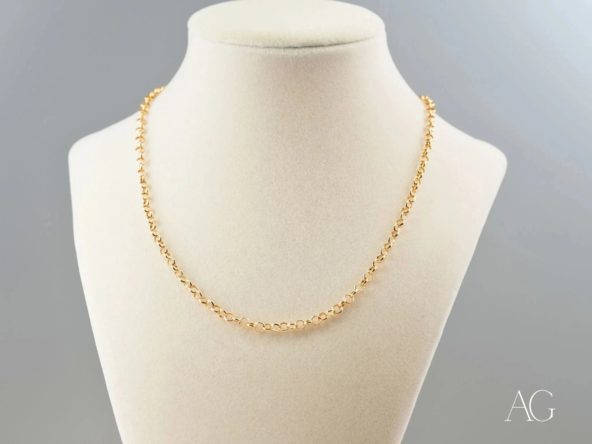 18K Gold Rolo Chain Necklace - 4mm Bold Round Link Jewelry for Women, Men | Perfect for Everyday Wear, Gifts & Special Occasions