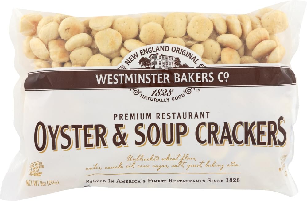 6-Pack New England Westminster Bakeries Oyster Soup Crackers (9 oz Each) | Perfect for Chowders, Soups & Seafood Dips | Premium Snack Crackers for Restaurants & Home Cooking