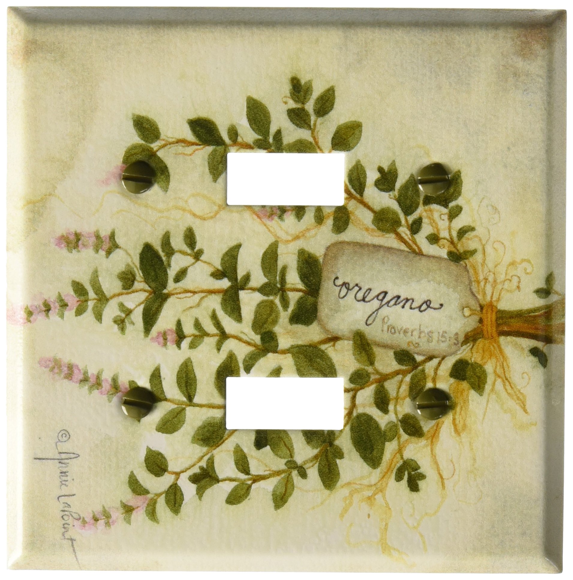 Decorative Art Plates - Oregano Switch Plate Cover for Double Toggle Light Switches - Perfect for Home, Office & Kitchen Decor