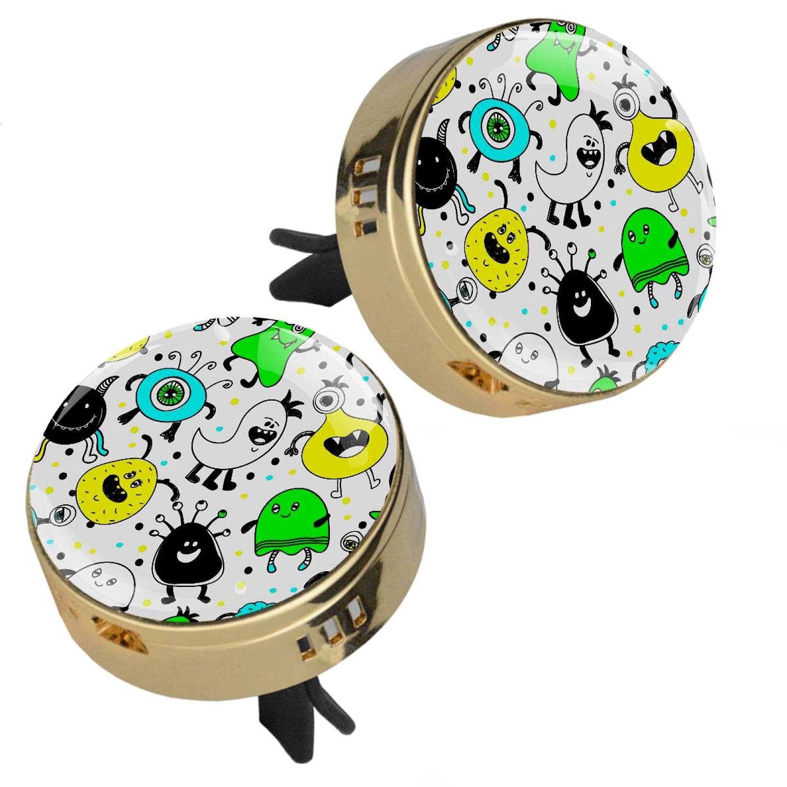 Premium Car Aromatherapy Vent Clip - Essential Oil Diffuser & Air Freshener with 4 Refill Pads (2-Pack) - Zinc Alloy Locket for Men - Monster White Scent - Perfect for Road Trips, Commuting & Office Use