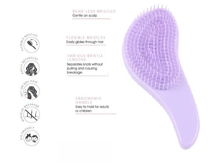 Frackson Detangling Hair Brush with Scalp Massage - Wet & Dry Hair Comb for Women & Men - Salon Styling Tool for Curly, Thick, Long Hair (Purple) - Perfect for Home Use, Travel & Professional Styling