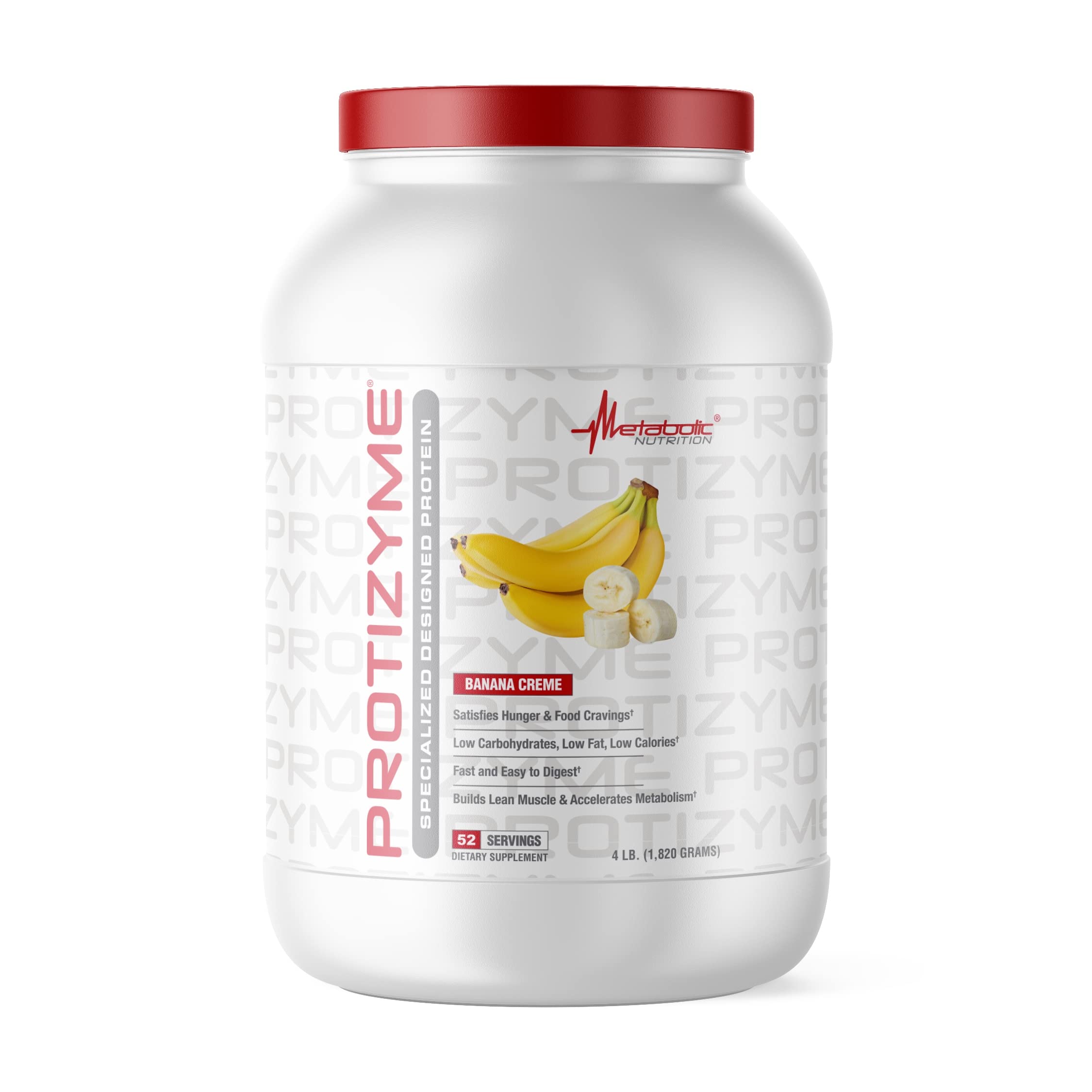 Metabolic Nutrition Protizyme 100% Whey Protein Powder - High Protein, Low Carb & Fat with Digestive Enzymes | 24 Vitamins & Minerals | 4lb (52 Servings) for Muscle Recovery & Post-Workout Nutrition