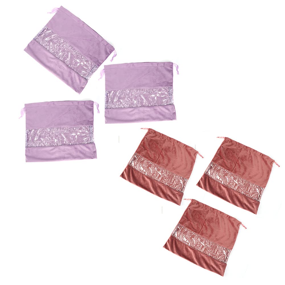 3pcs Velvet Drawstring Cosmetic Bags for Makeup, Shoes & Travel