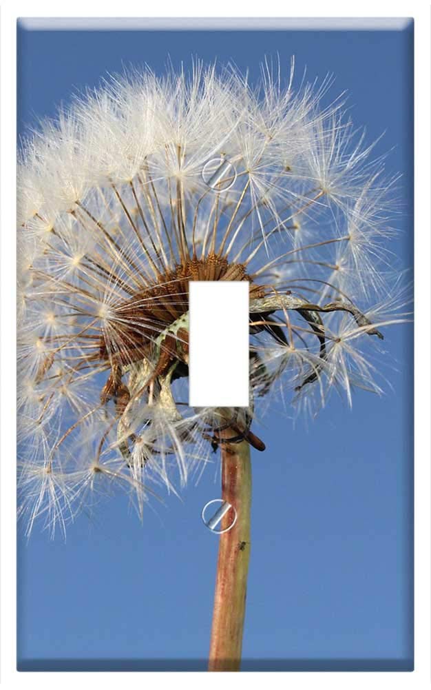 Dandelion Sunflower Nature Design Single Toggle Switch Plate Cover - Perfect for Home, Office, and Garden Decor