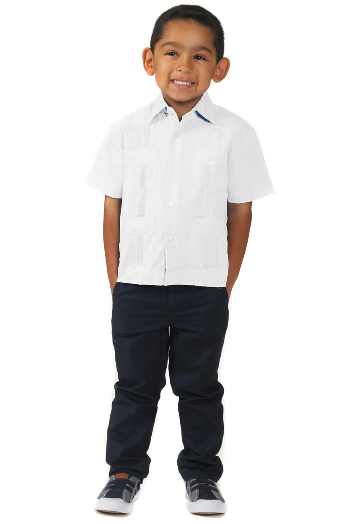 Boys Guayabera Shirt (Style 3765) - Lightweight & Breathable Summer Casual Wear for Kids - Perfect for Parties, Weddings & Family Gatherings
