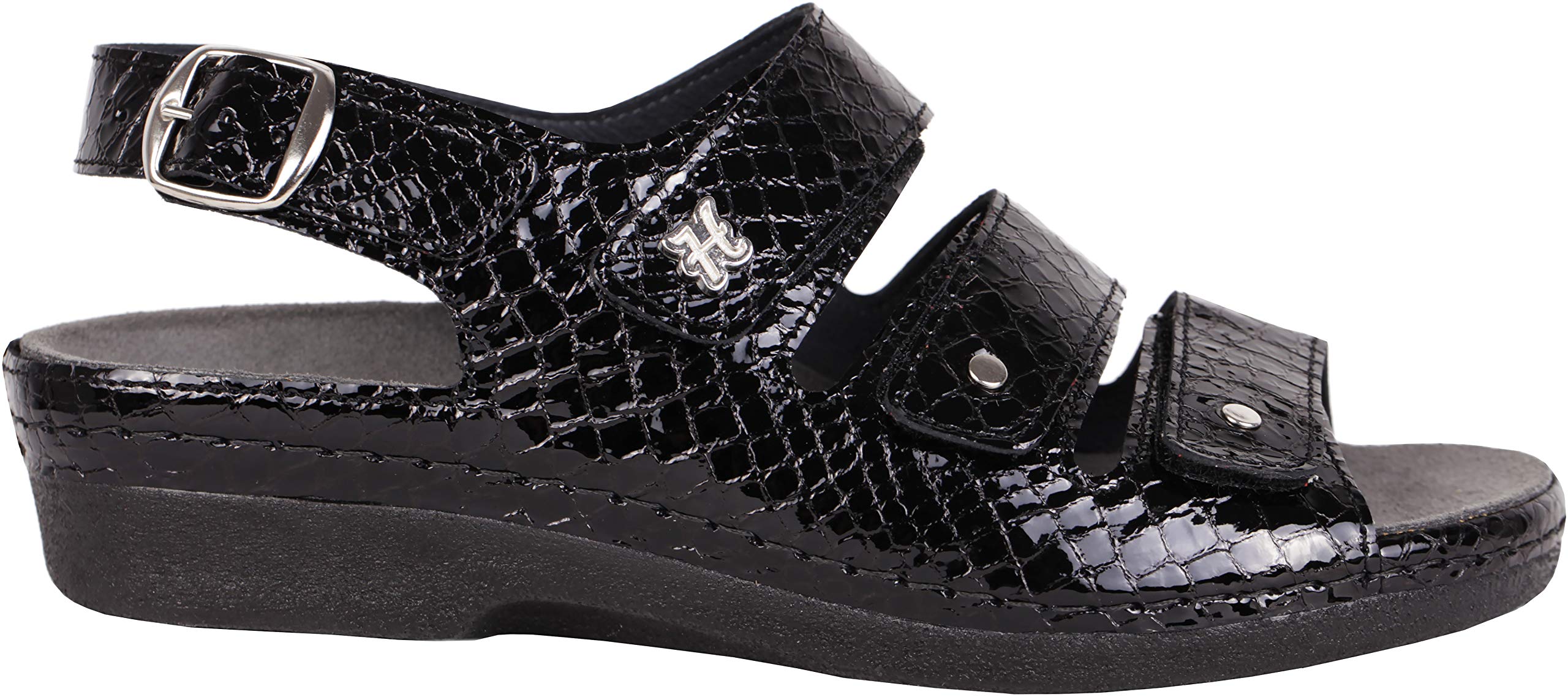 Women's Thandie Black 3 Hook & Loop Slingback Sandals - Comfortable Summer Casual Shoes for Beach, Walking, and Outdoor Activities