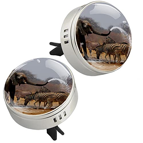 Premium Elephant & Zebra Car Diffuser with Vent Clips - Long-Lasting Car Air Freshener & Essential Oil Diffuser for Vehicles - Perfect for Road Trips, Commutes & Office Cars