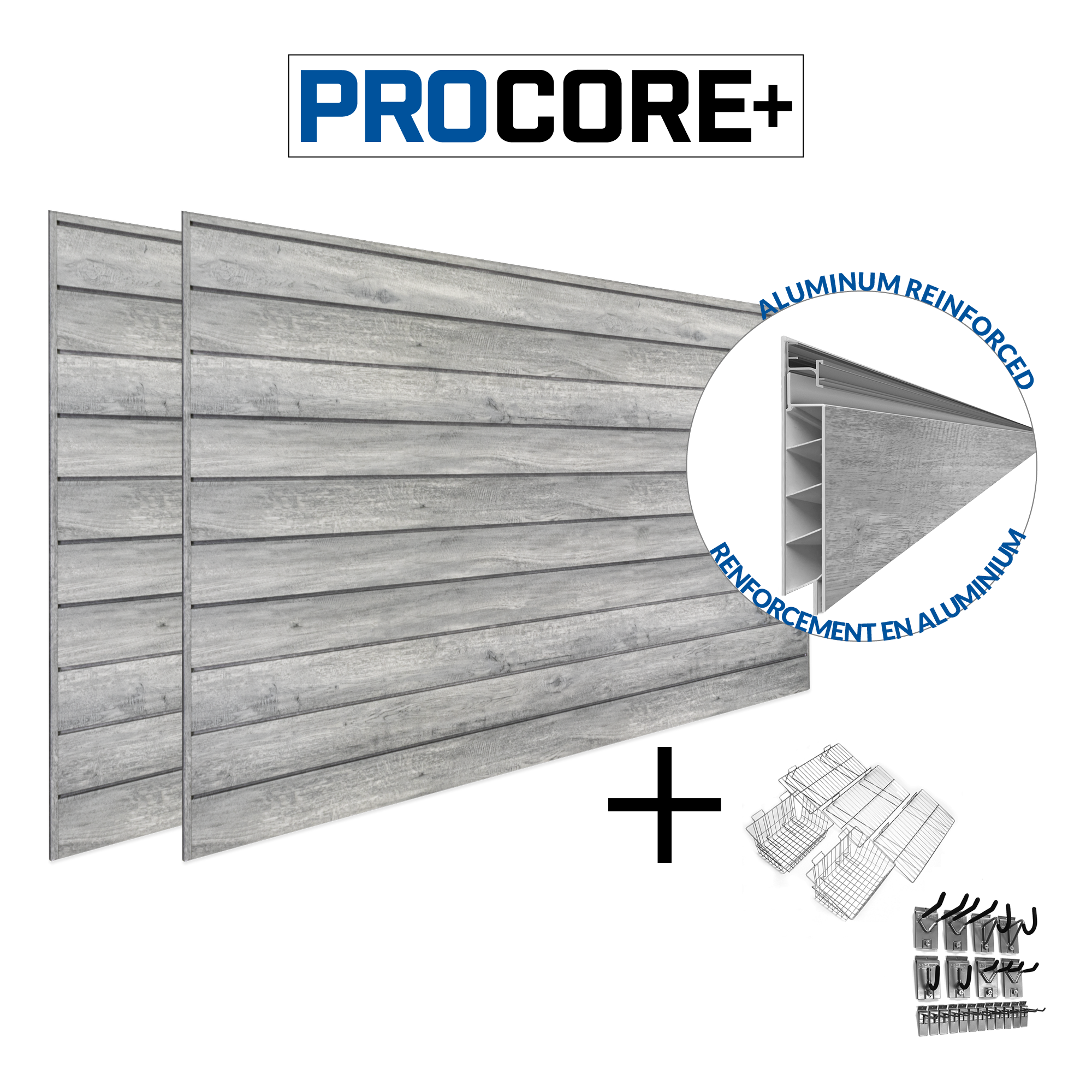 PROCORE+ Gray Wood Slatwall Panel System - Ultimate Bundle for Retail Display & Wall Organization | Perfect for Stores, Garages & Home Offices