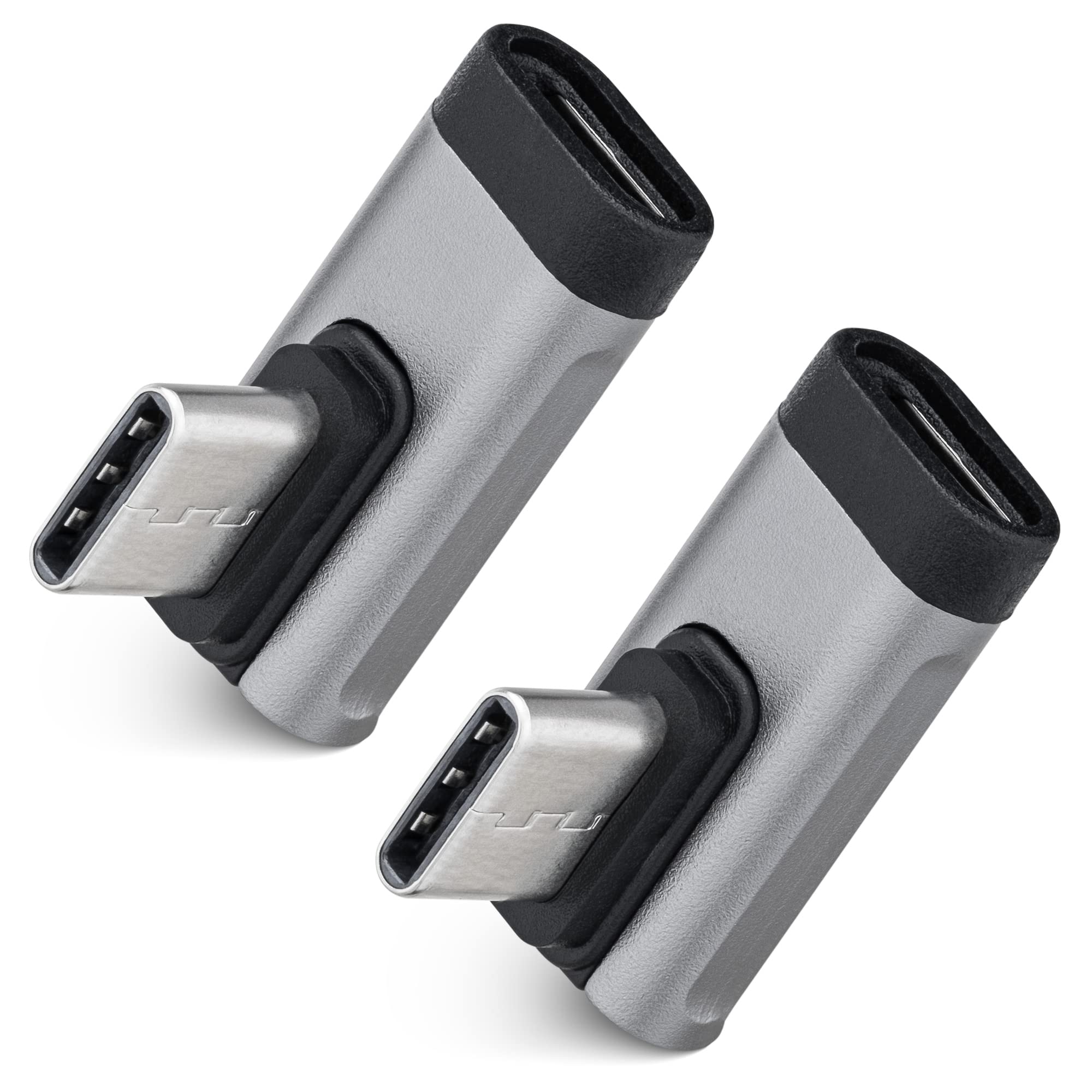 90 Degree USB C Right Angle Adapter - Male to Female USB-C Plug Connector (2 Pack) - Compatible with Oculus Quest, Laptops, Computers - Perfect for VR Gaming & Tight Space Charging