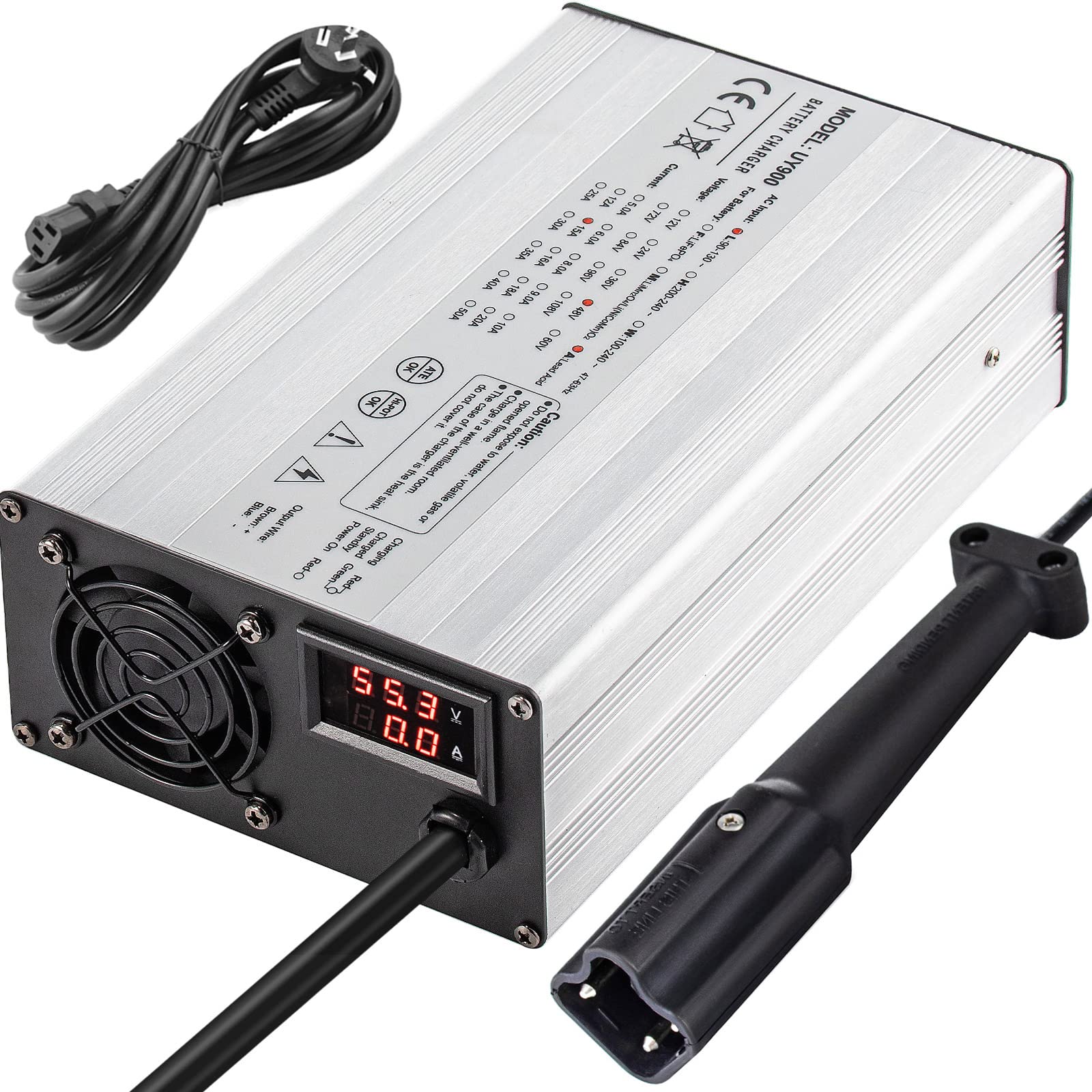 VEVOR 48V 15A Golf Cart Battery Charger for Club Car, EZ GO, Yamaha - Aluminum Shell Power Wise with LED Display | Fast Charging for Golf Carts, Utility Vehicles & Outdoor Power Equipment