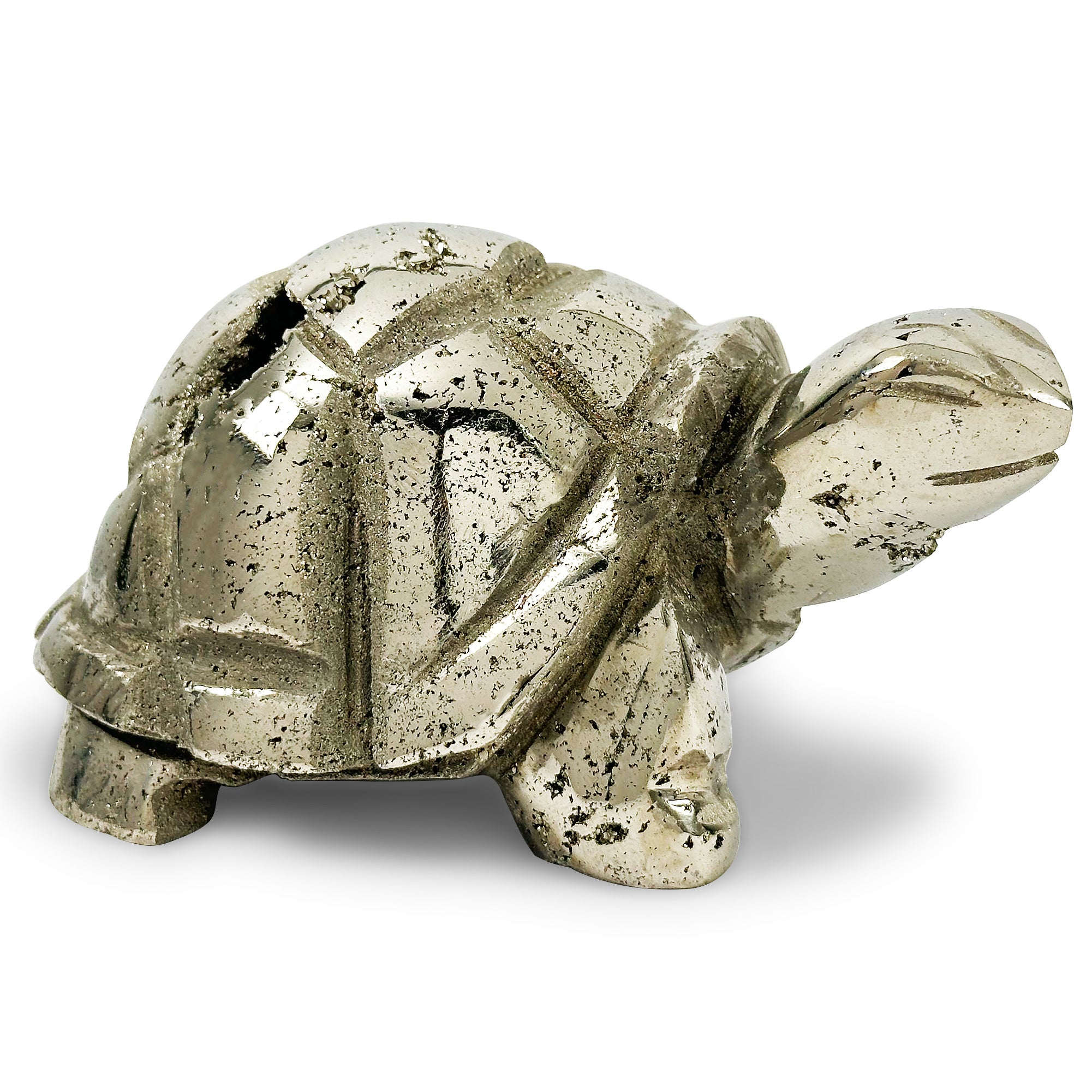 Hand Carved Pyrite Turtle Crystal Gemstone Carving - Natural Healing Stone for Meditation, Feng Shui Decor & Spiritual Gifts