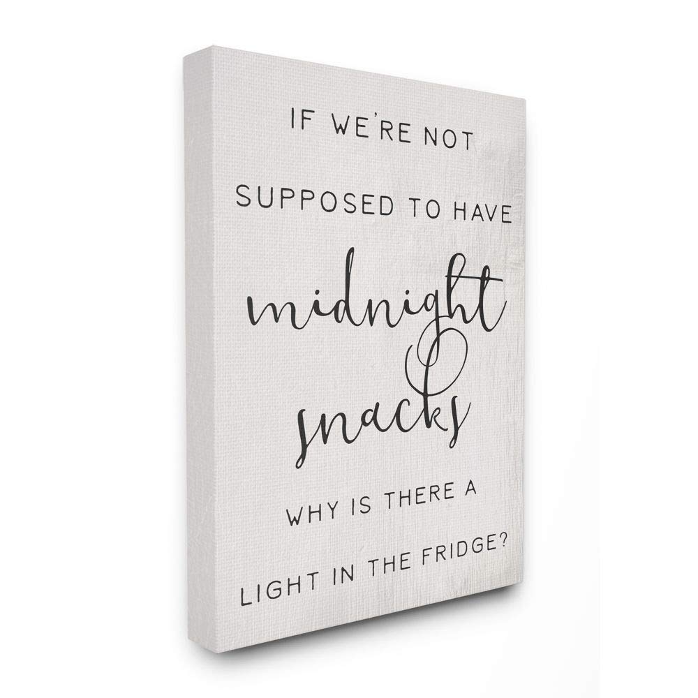 Stupell Industries Midnight Snack Joke Wall Art - Hungry Kitchen Phrase Black White Canvas Print by Daphne Polselli - 36