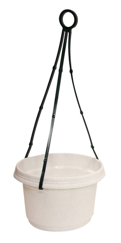 9 Inch White Granite Plastic Hanging Flower Pot with Hanger - Seedlings Planter, Nursery Planter, Colorful Flower Pot for Indoor/Outdoor Gardening, Balcony Decor, and Seed Starting