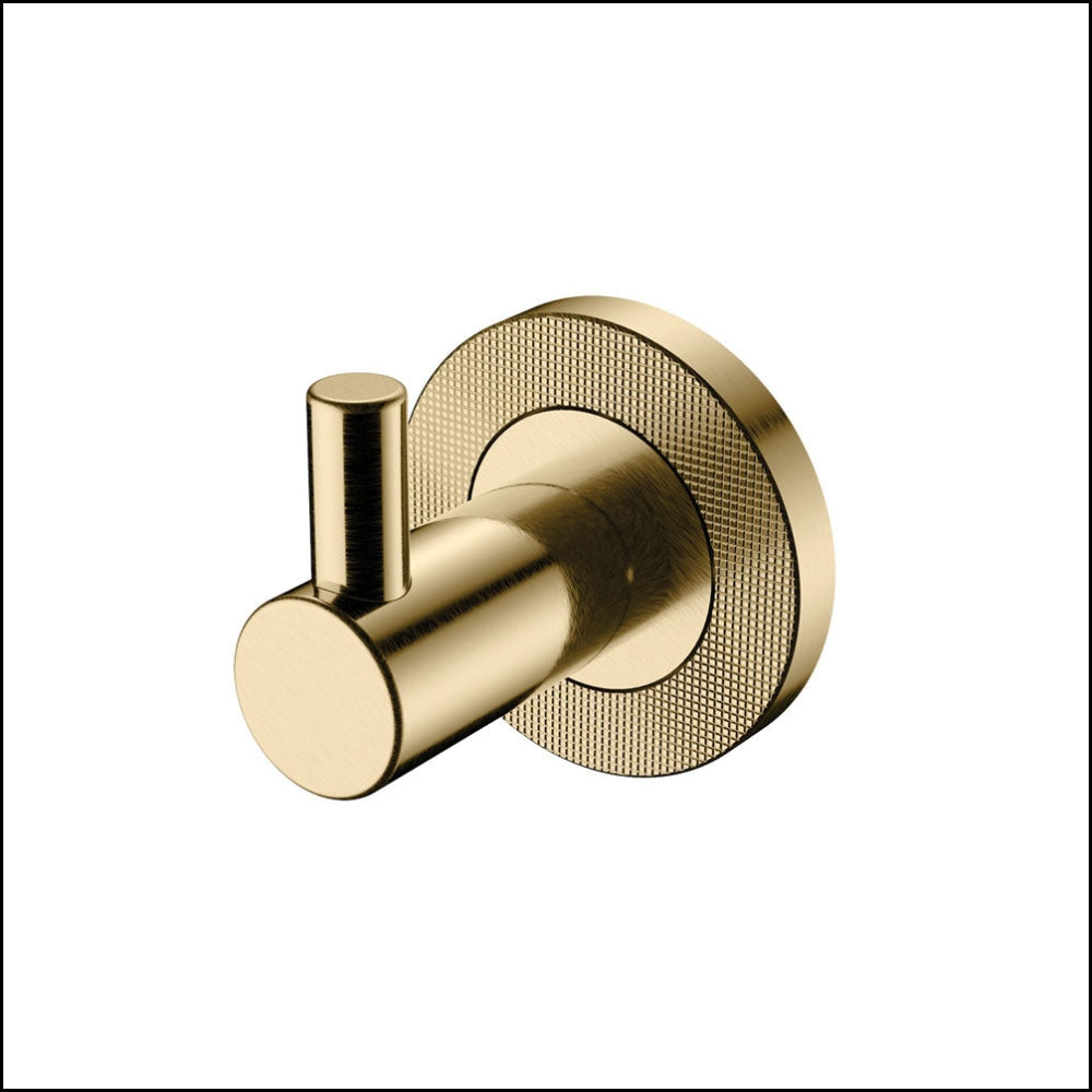 Fienza Axle Robe Hook in Urban Brass Finish - 83104UB - Stylish Bathroom & Bedroom Wall Mounted Coat Hanger for Towels, Robes & Clothes Organization