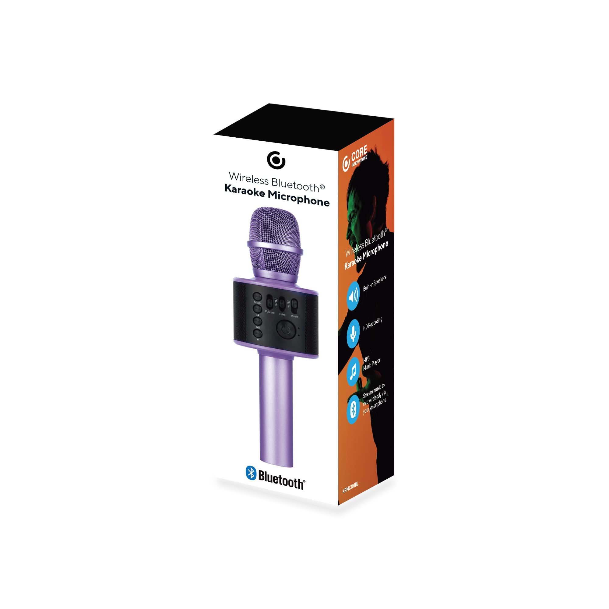 Core Innovations Wireless Bluetooth Karaoke Microphone with Built-in Speakers & HD Recording - Portable Handheld Mic for Kids & Adults (Lilac) | Perfect for Home Parties, Singing Practice & Travel Entertainment