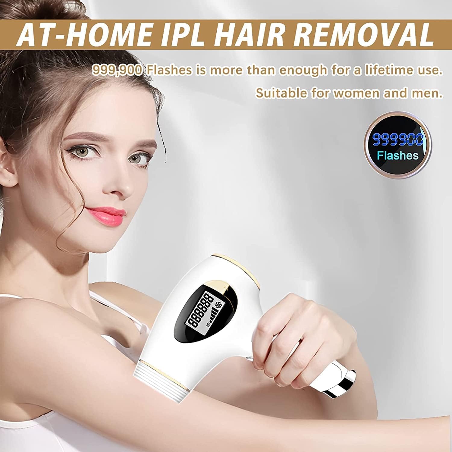 Painless At-Home IPL Laser Hair Removal Device for Women & Men - Permanent Hair Reduction for Face, Armpits, Legs, Arms & Bikini Line | Safe & Effective for Smooth Skin at Home