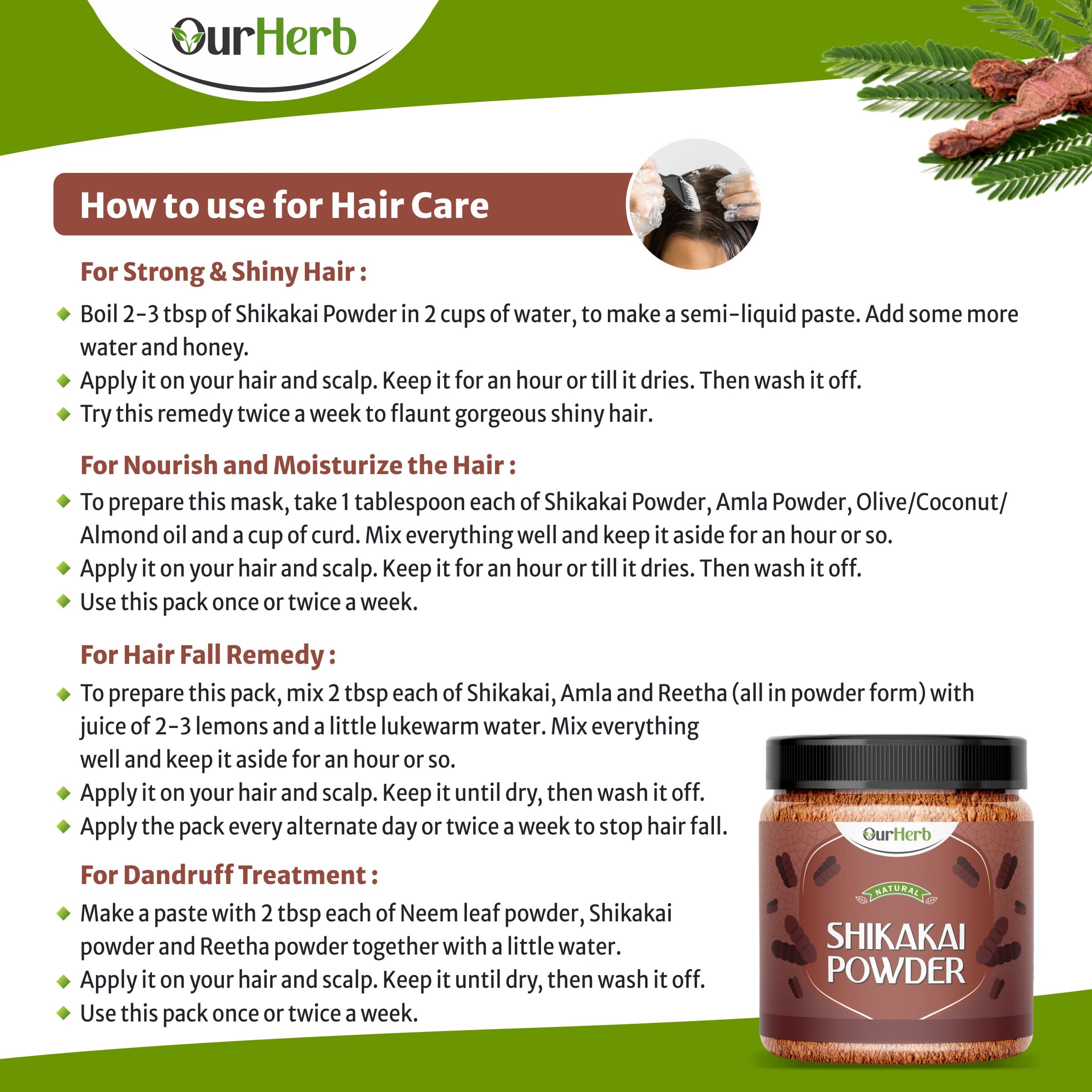 Pure & Natural Shikakai (Acacia Concinna) Powder for Hair Growth & Scalp Care - 200g (7 Oz) with Free Wooden Spoon | Ayurvedic Herbal Treatment for Dandruff, Hair Loss & Shine | Perfect for DIY Hair Masks & Natural Hair Wash