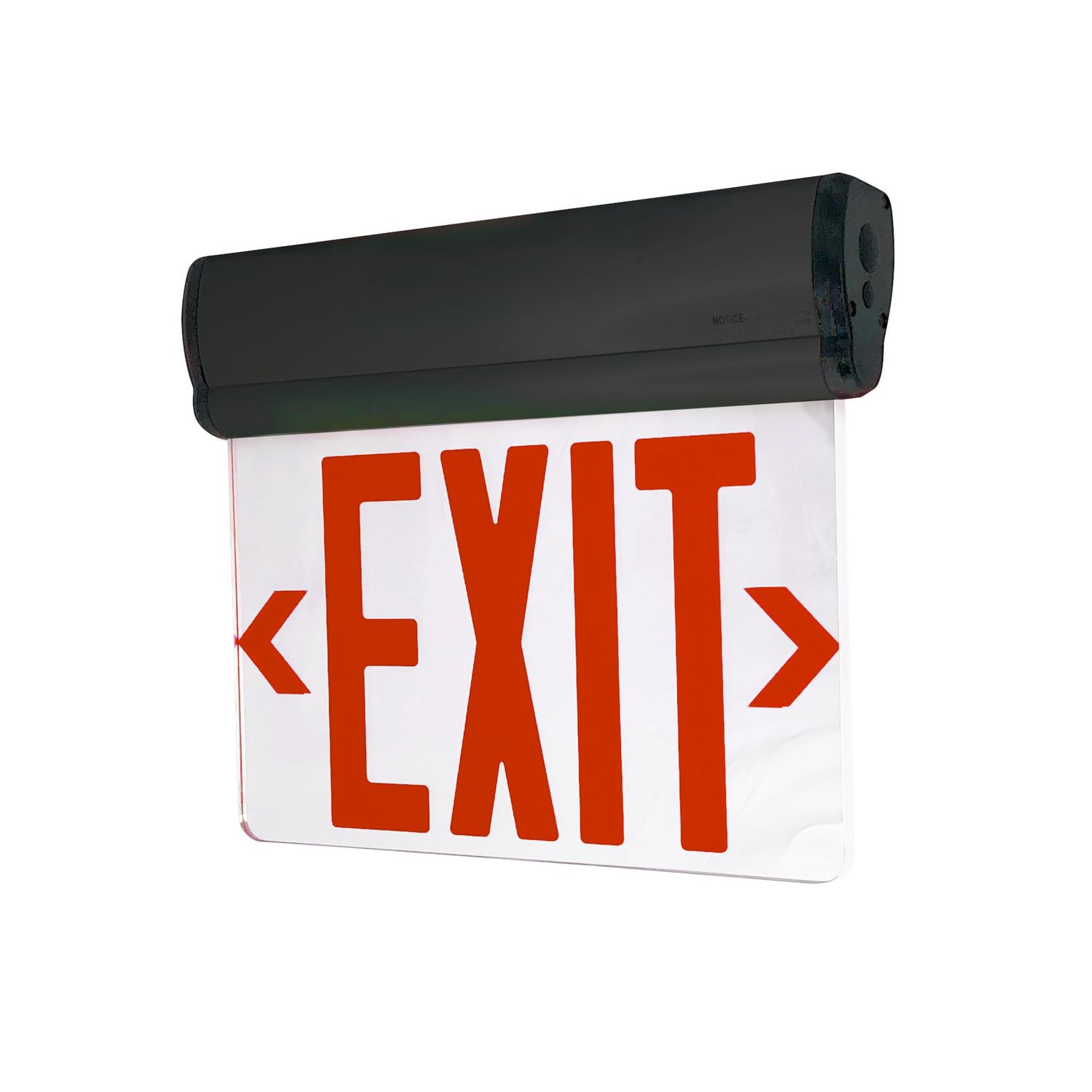 Nora Lighting NX-811-LEDR2MB Red LED Double Face Edge-Lit Exit Sign - 2-Circuit, Mirror, Black - Ideal for Commercial Buildings, Warehouses & Emergency Exits