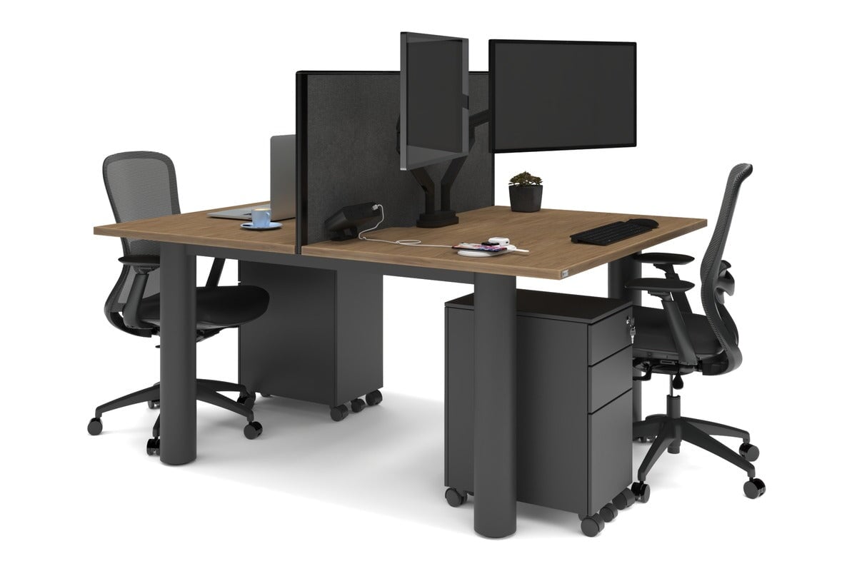 Quadro Cylinder Leg 2-Person Office Workstation Desk - 1400L x 800W with Cable Management - Perfect for Collaborative Workspaces & Modern Offices