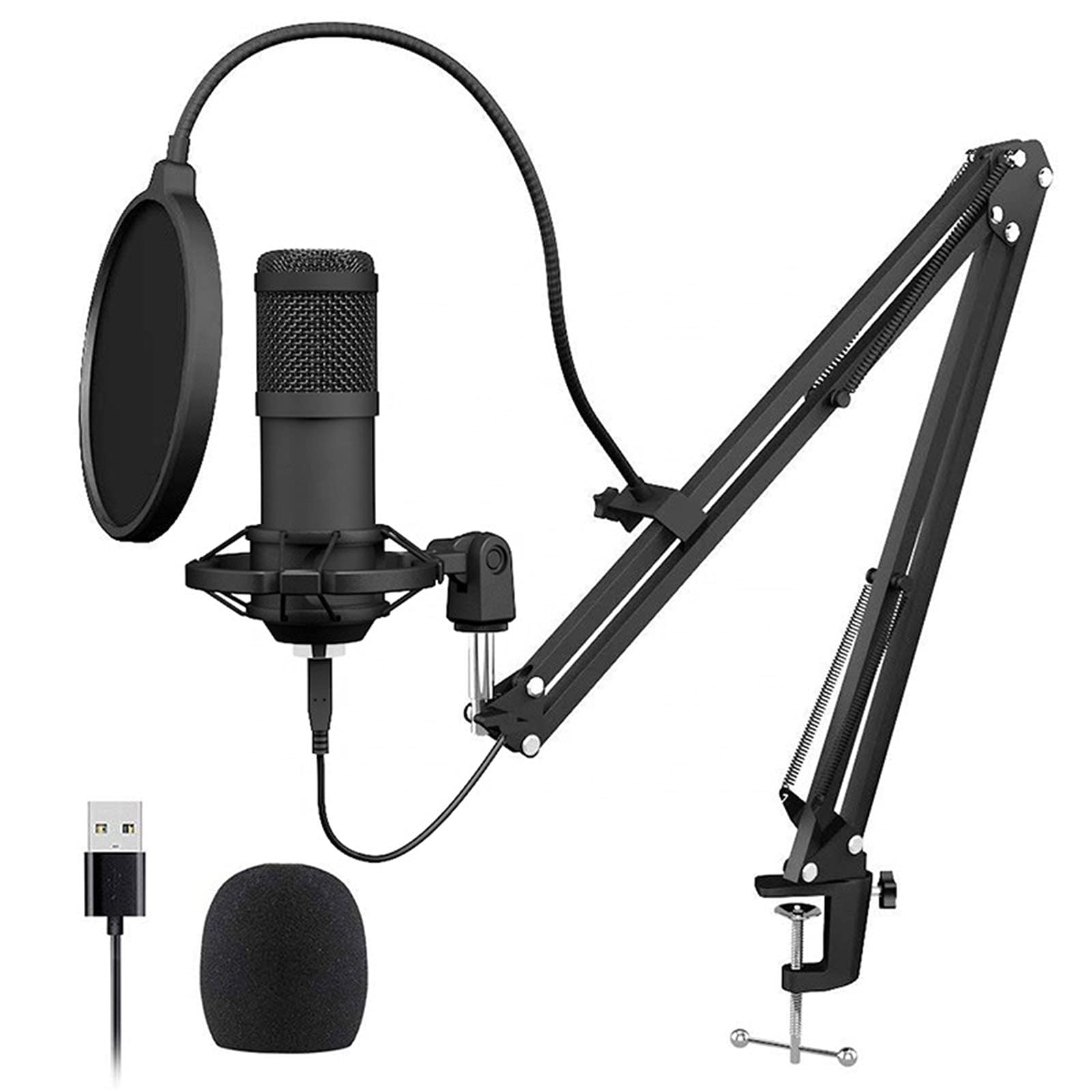 Premium USB Condenser Microphone Kit with Adjustable Scissor Arm Stand & Shock Mount - 192KHz/24bit Studio Quality for PC, Gaming, Streaming, Podcasting & Voice Recording - Perfect for Home Studios, Twitch Streamers & Content Creators