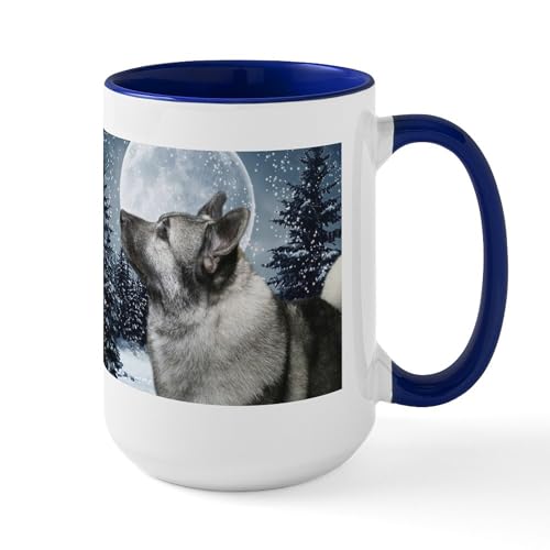 White/Navy Inside - Norwegian Elkhound Large Mug
