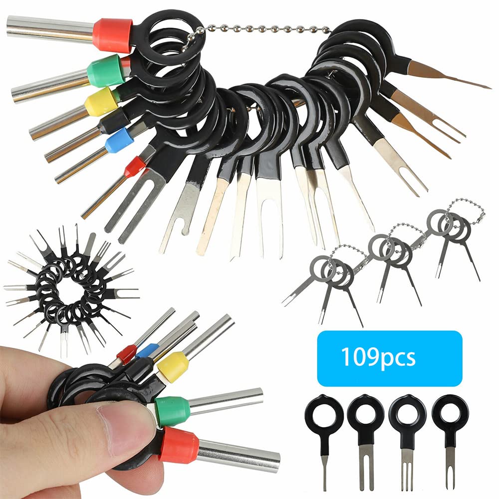 109-Piece Terminal Removal Tool Kit - Car Harness Pin Extractor Set, Electrical Wire Connector Release Tool & Key Puller for Auto Repair - Waterproof Storage Case | Perfect for Mechanics, DIY Car Maintenance & Electrical Wiring Projects