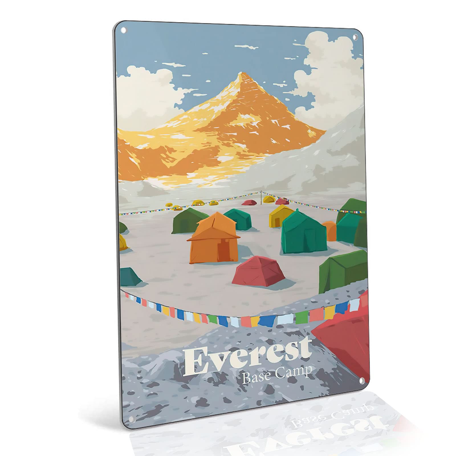 8x12 Inch Metal Poster Frame - Mount Everest Base Camp Travel Print & Wall Art Decor for Bathroom, Living Room, or Office | Metal Wall Art for Mountain Climbing Enthusiasts & Adventure Themed Spaces