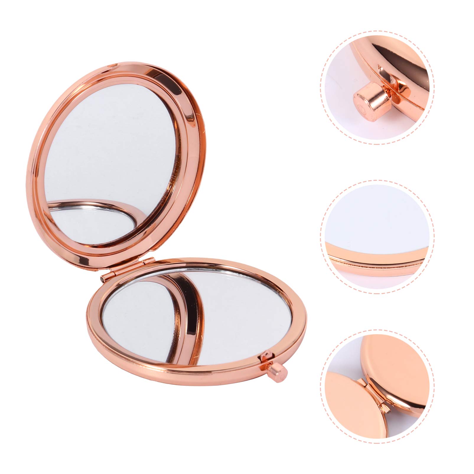 1pc Double Sided Folding Mirror - Pocket-Size Handheld Cosmetic Mirror with Metal Frame | Compact & Travel-Friendly | Perfect for Makeup, Travel, and On-the-Go Touch Ups